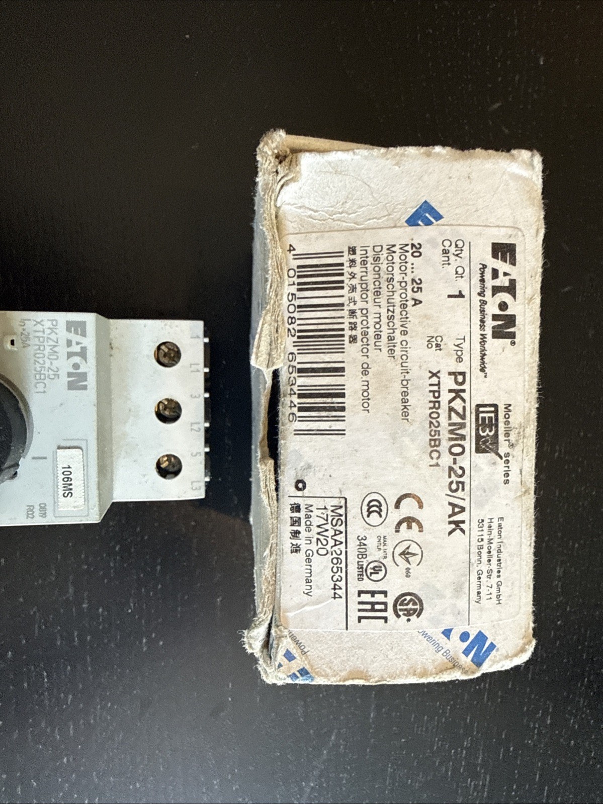 Eaton PKZM0-25/AK XTPR025BC1 Motor Protective Circuit Breaker PKZM0-25 NEW NOS