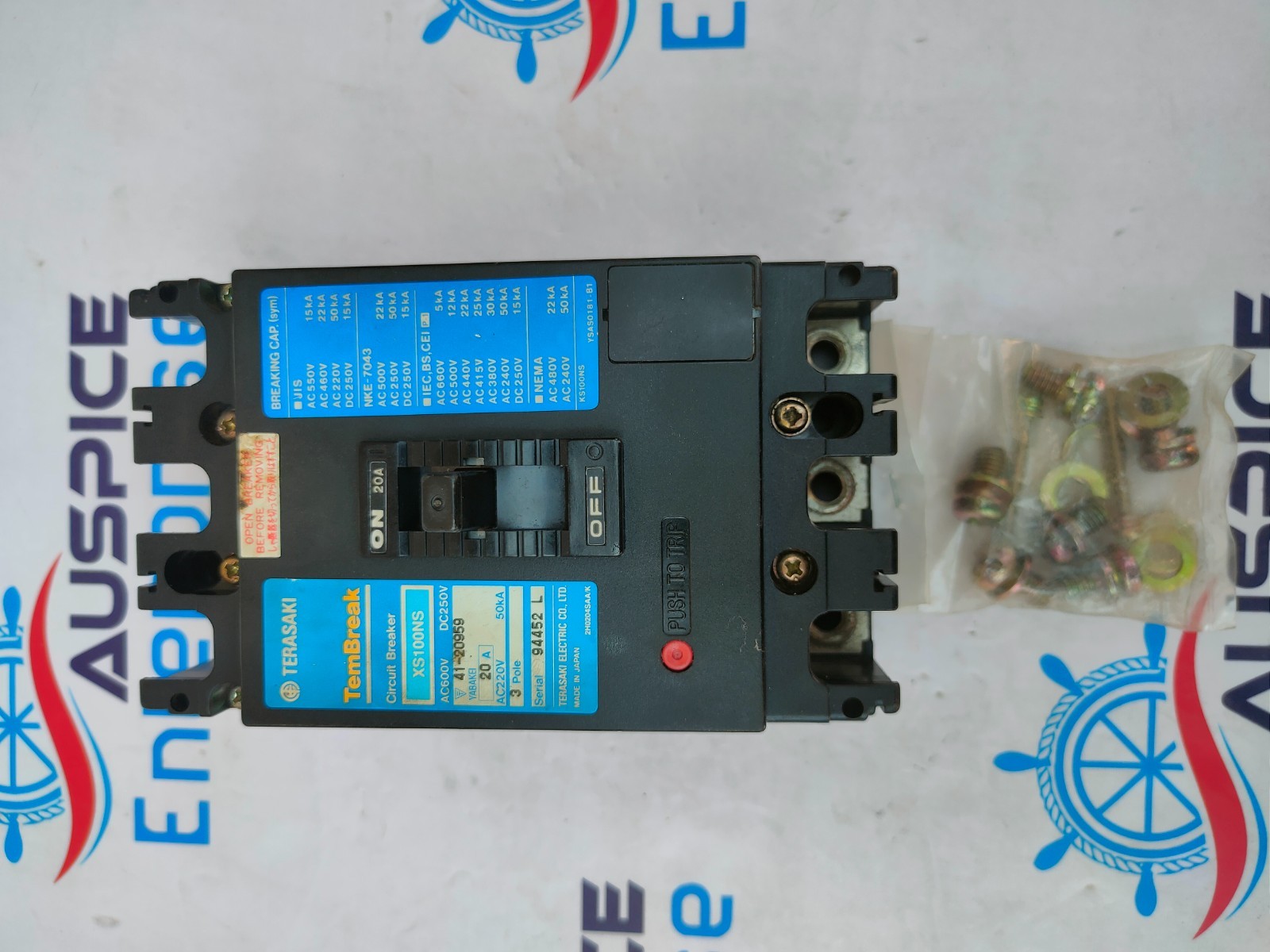 Terasaki TemBreak XS100NS Circuit Breaker 3 Pole 20A AC600V DC250V