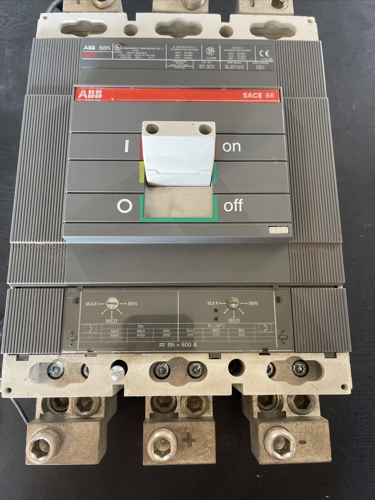 ABB S6N SACE S6 600amp NR. AH08014535