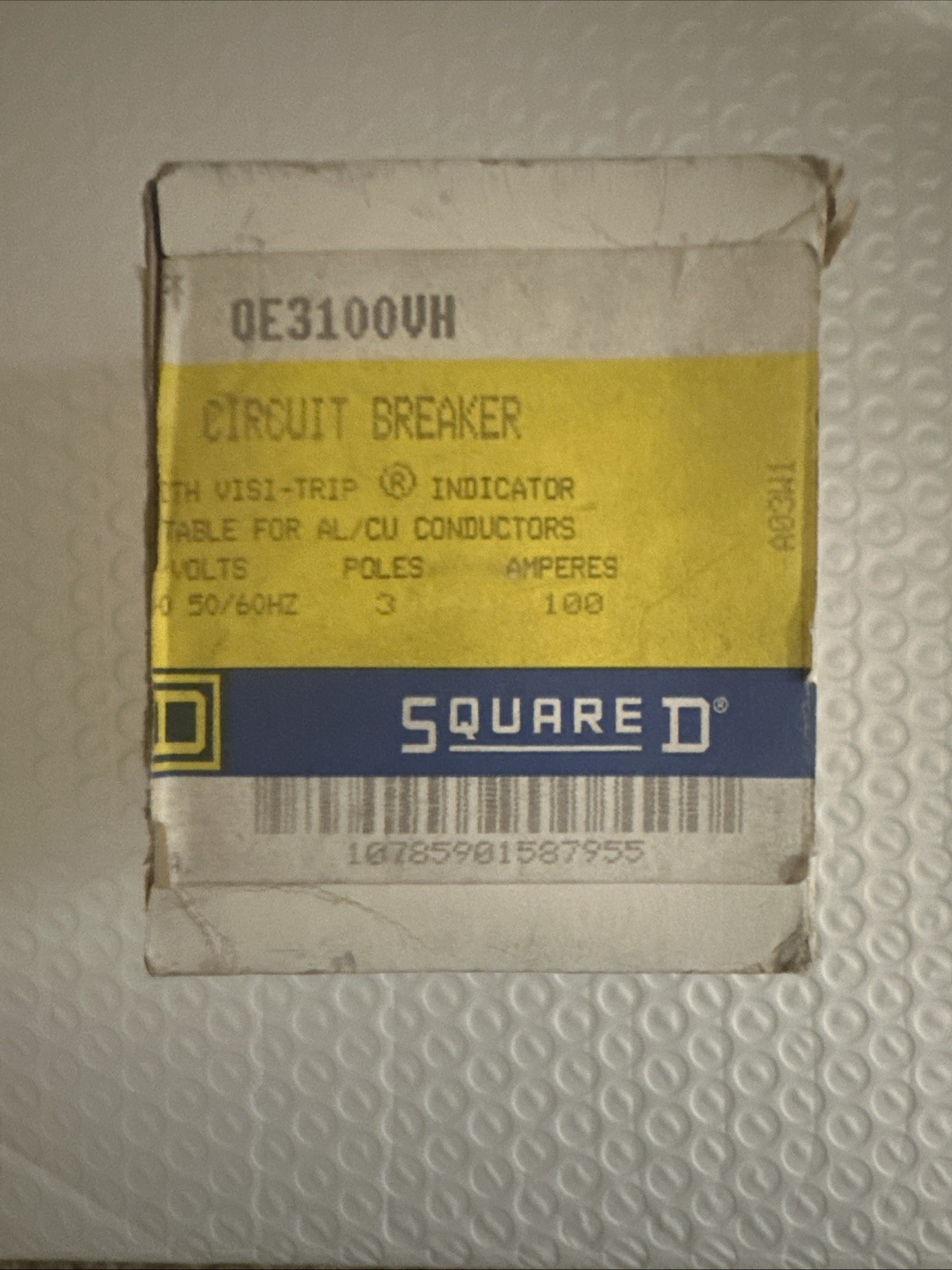 Square D 100 Amp Plug-On Circuit Breaker 3 Pole 240 VAC 22kA QE3100VH