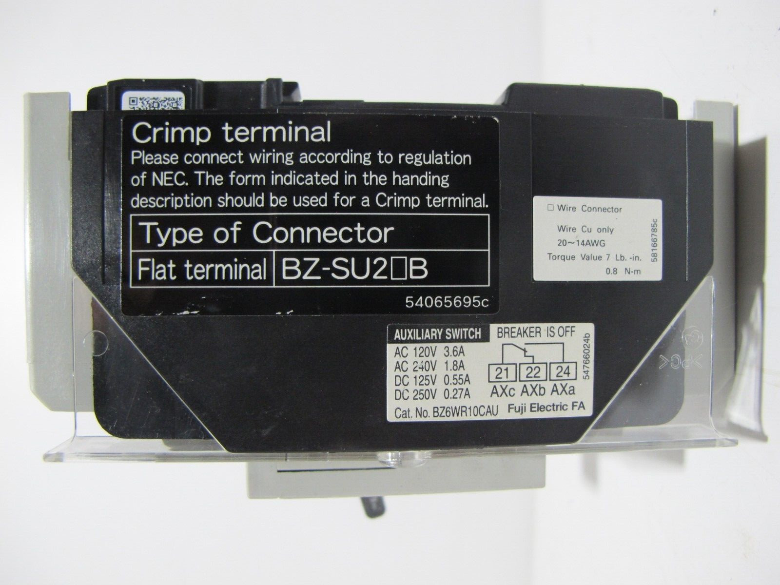 Fuji Electric BW50RAGU-2P020 20 Amp Auto Breaker 2-Pole 20A 690VAC 250VDC BW50RA