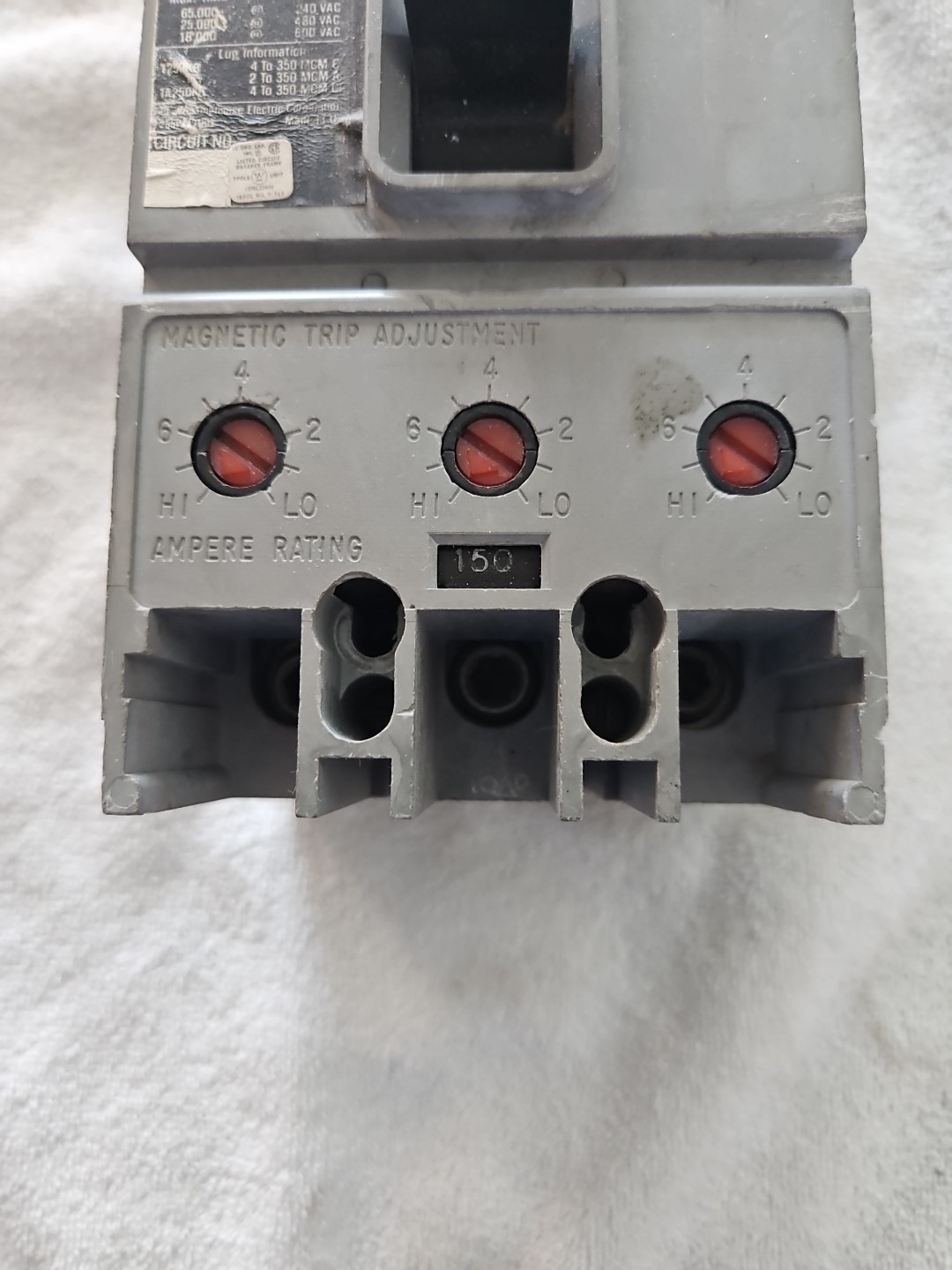 WESTINGHOUSE HKB3250F 250 AMP CIRCUIT BREAKER 3 POLE 600 VAC