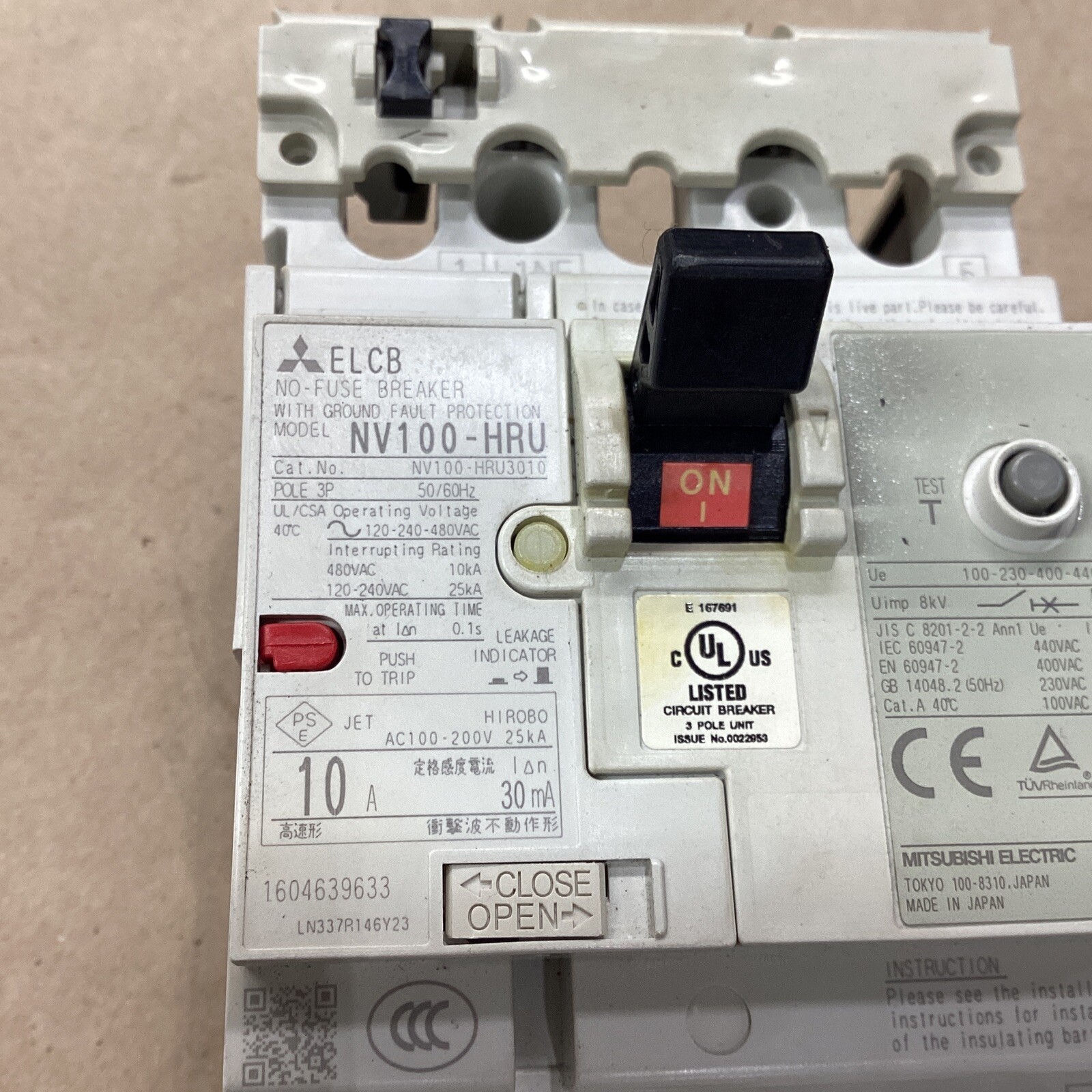 Mitsubishi NV100-HRU Circuit Breaker 10A #650K91