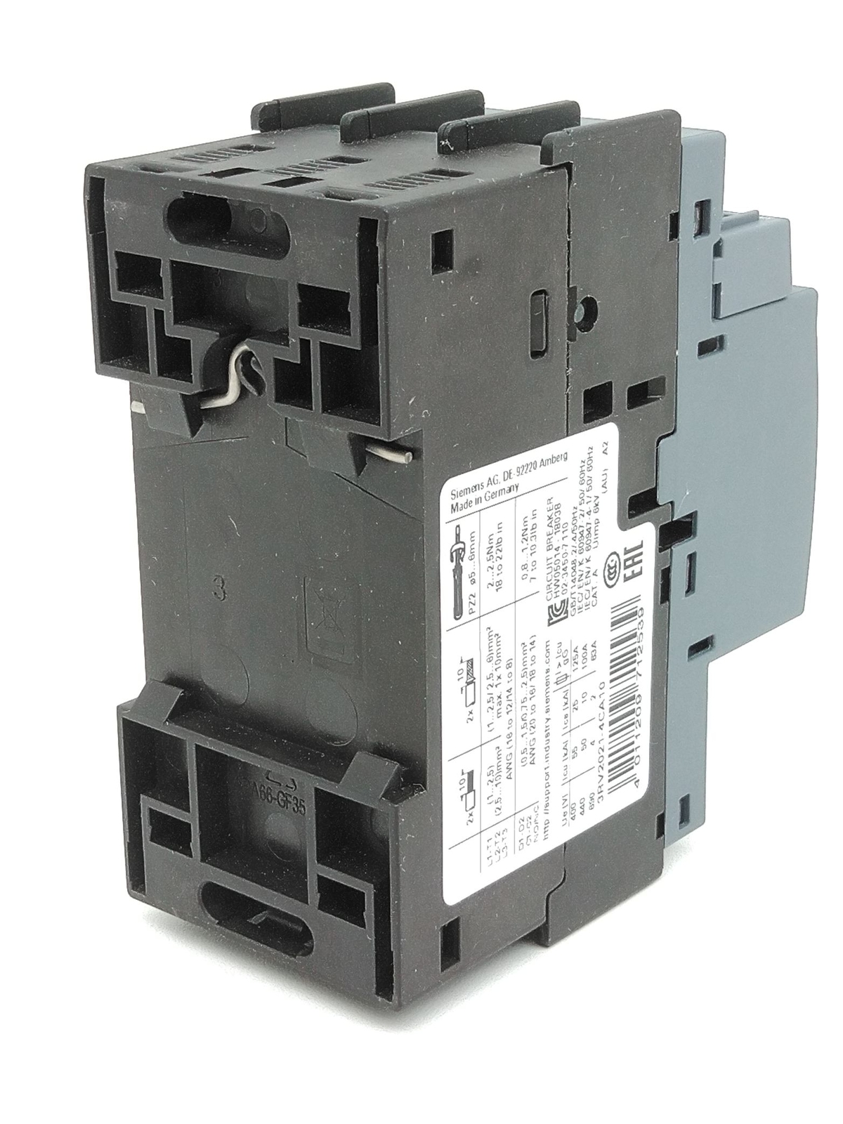 Siemens 3RV2021-4CA10 Motor Protection Circuit Breaker, 286A