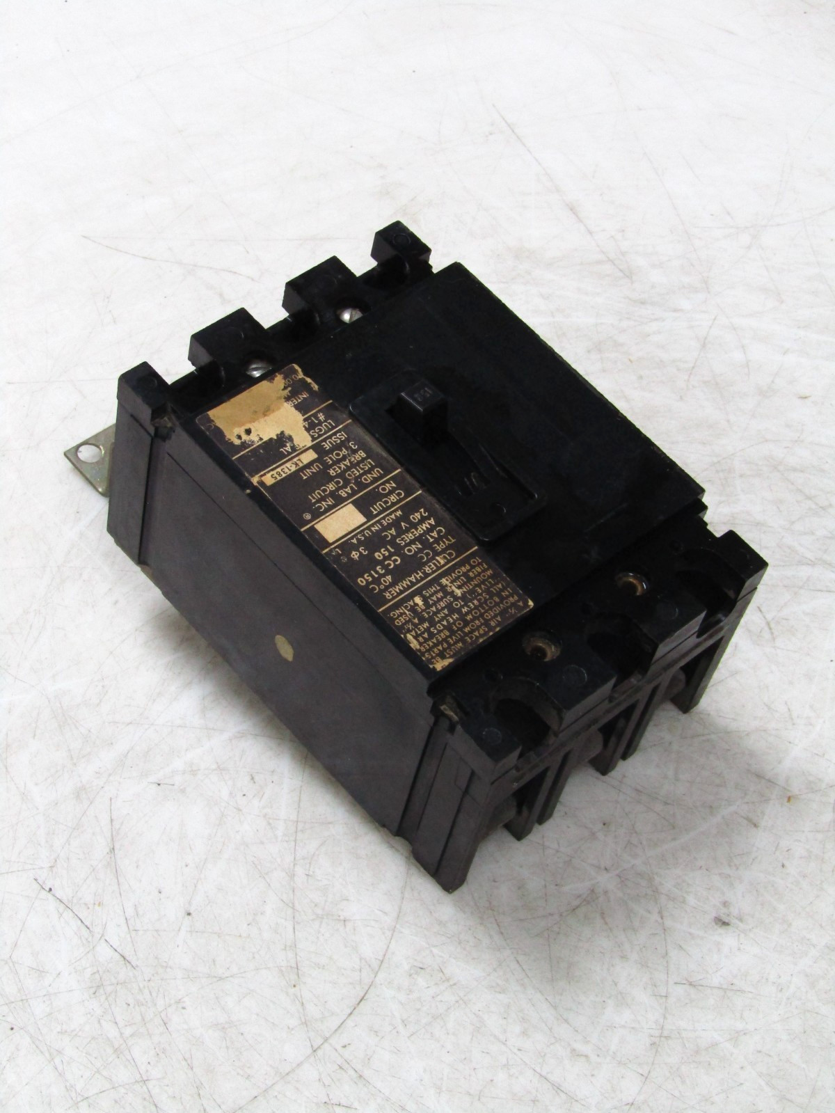 🙌 CUTLER-HAMMER 150 AMP I-LINE CIRCUIT BREAKER 240 VAC 3 POLE CC3150