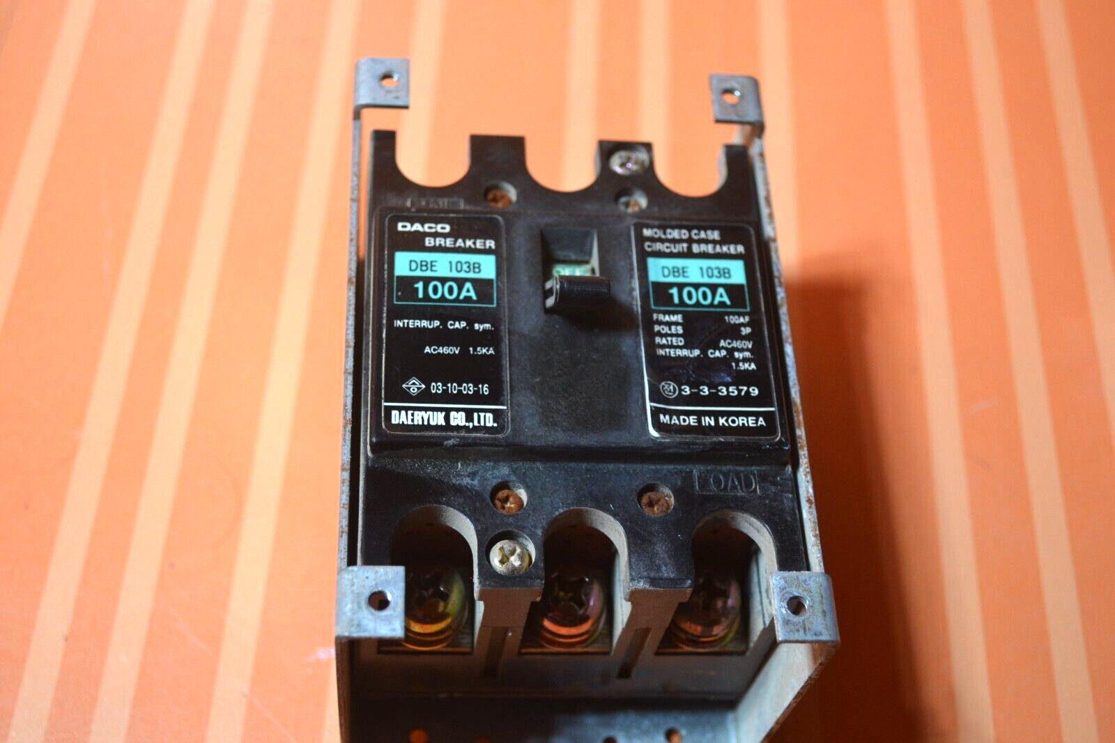100A 100Amp DBE 103B 1.5KA 100AF 3POLE AC460V Breaker Thermal Protector by DACO