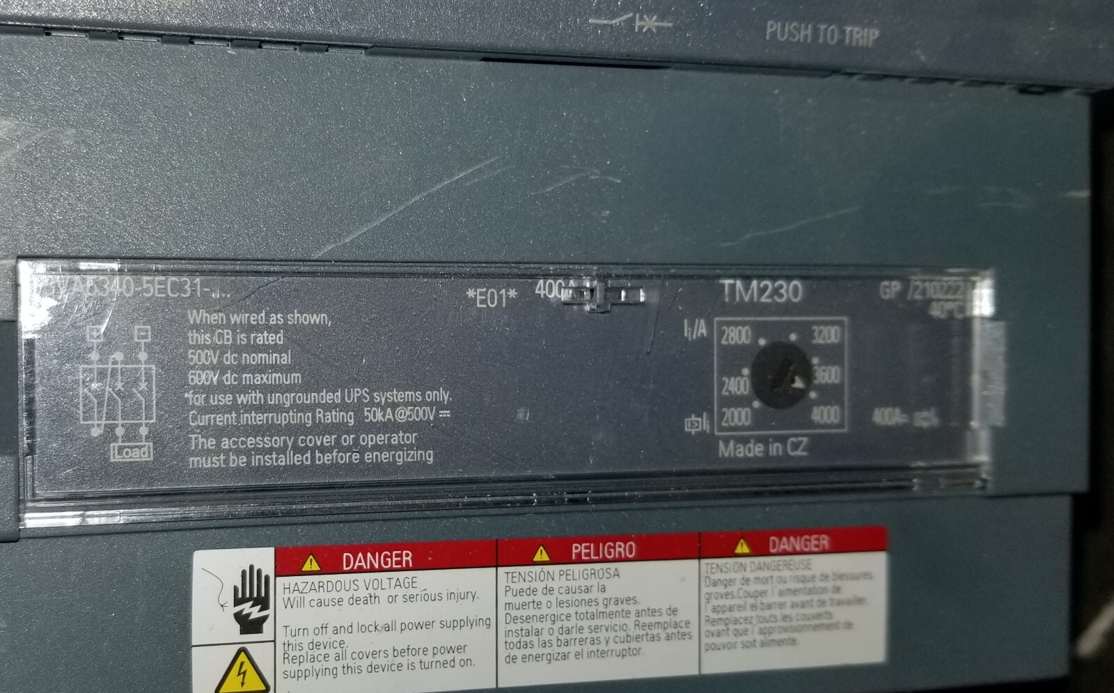 Siemens 3VA5340-5EC31-0AA0 Circuit Breaker 400 Amp 3 Pole 480 Vac 3va5-5ec31