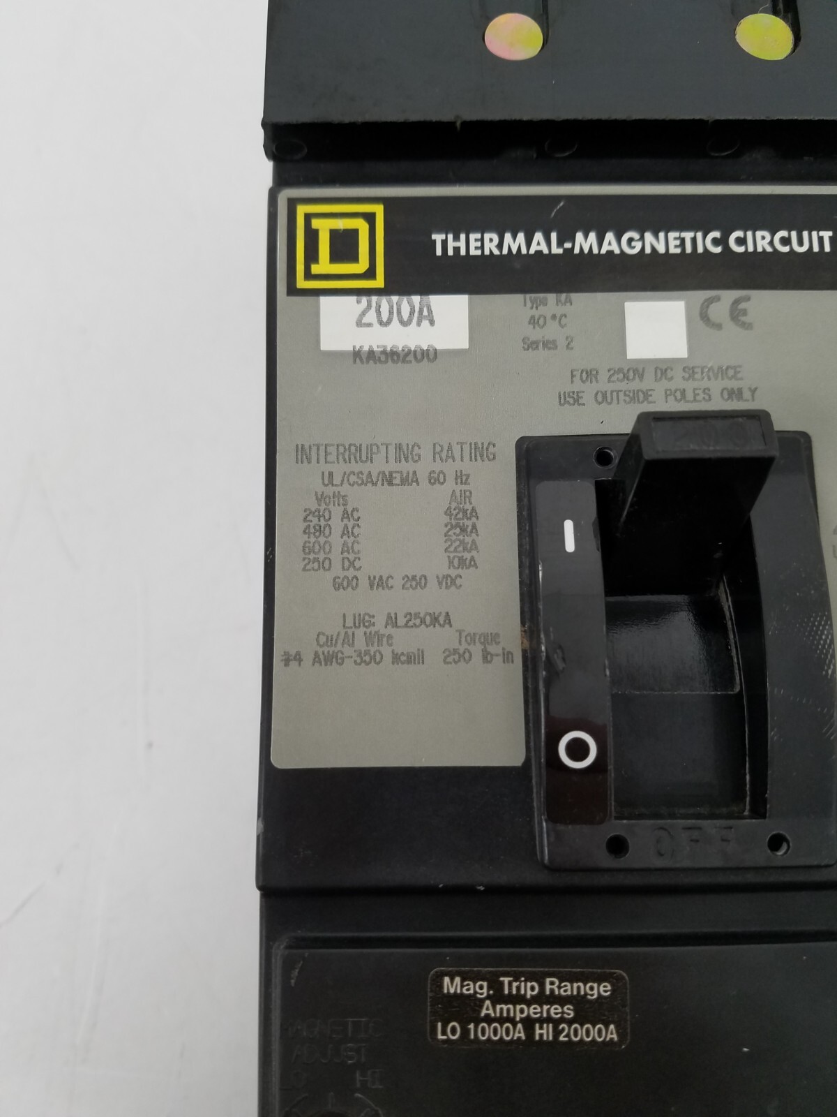 KA36200 Square D 200 Amp Circuit Breaker *NEXT DAY OPTION*