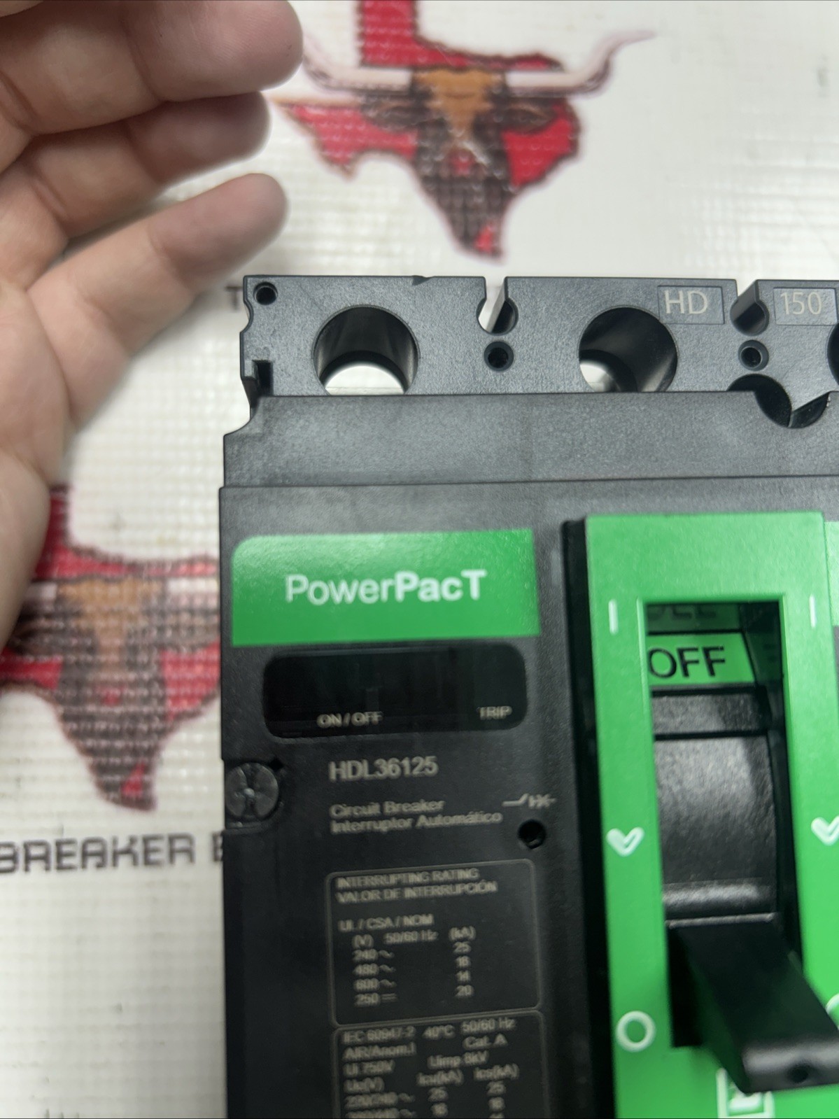 Square D PowerPact HDL36125 3-Pole, 125A, 600V Thermal Magnetic Circuit Breaker