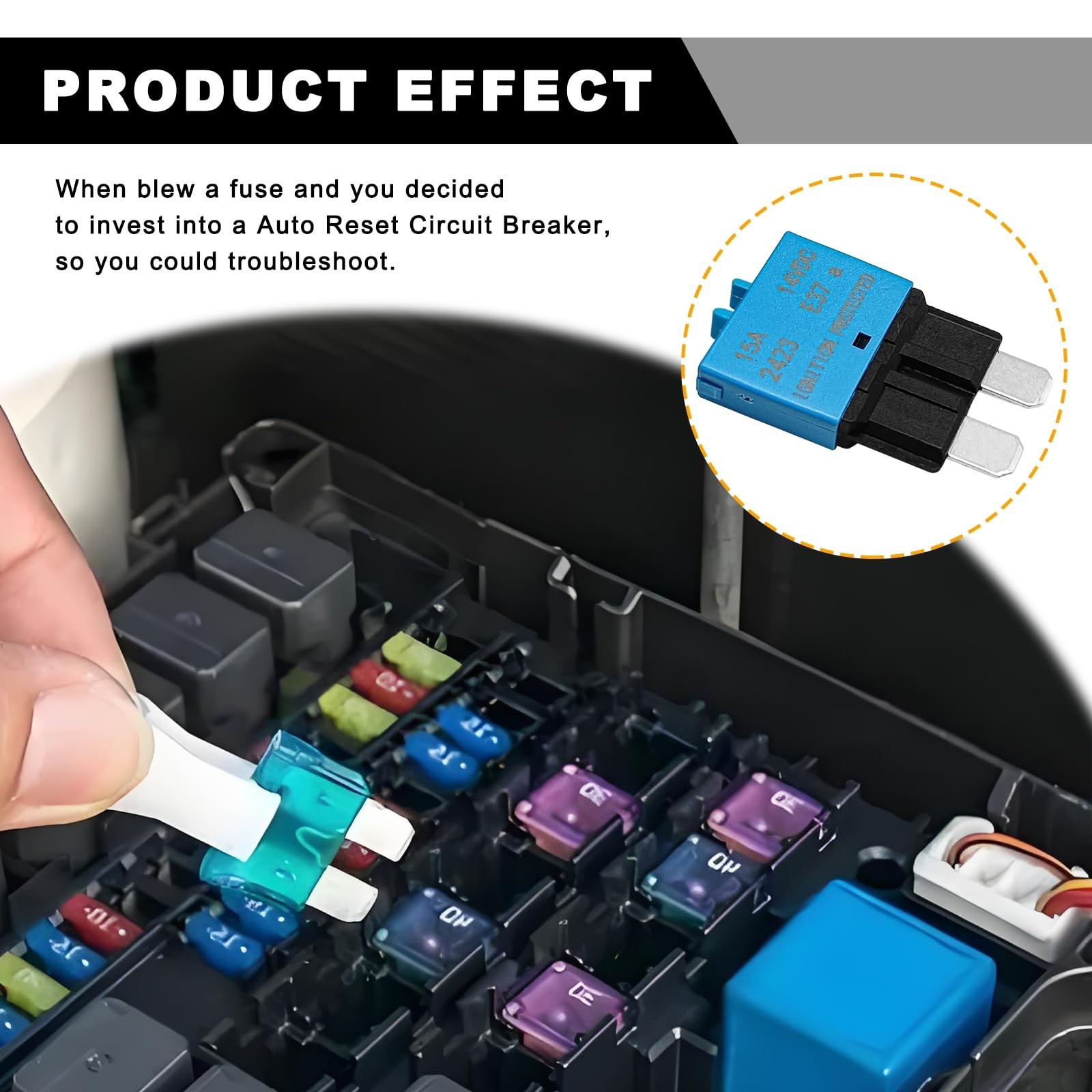 6PCS Manual Reset Low Circuit Breaker Mini Fuses 5A 10A 15A 20A 25A 30A for Car