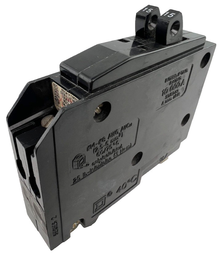 Square D QOT1515 15 Amp 2 Pole Circuit Breaker Twin (Hook) Tandem QO1515 — WEAR