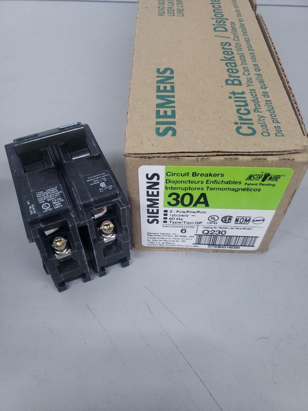 1) New Siemens ITE Q230 2 Pole 30A Stab In Circuit Breaker
