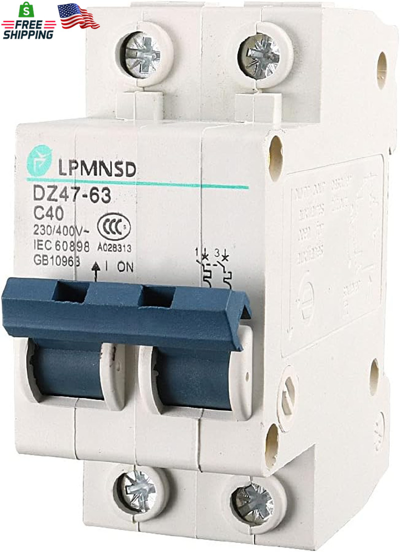 AC 230V/400V 40A ON/OFF Switch Double Pole Mini Circuit Breaker 6000A