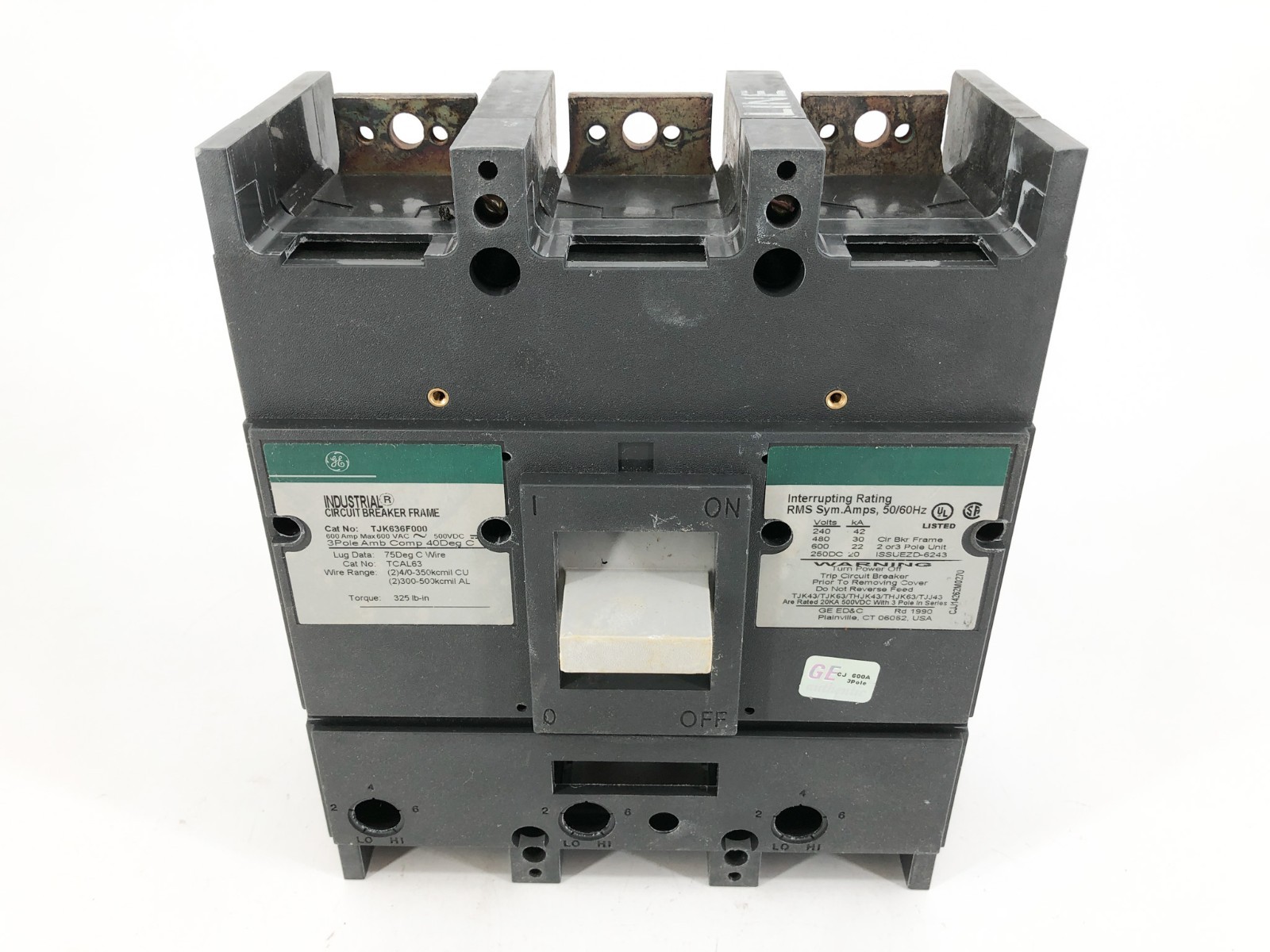 New GE General Electric TJK636F000 Circuit Breaker Frame 600A 600VAC 500VDC 3P