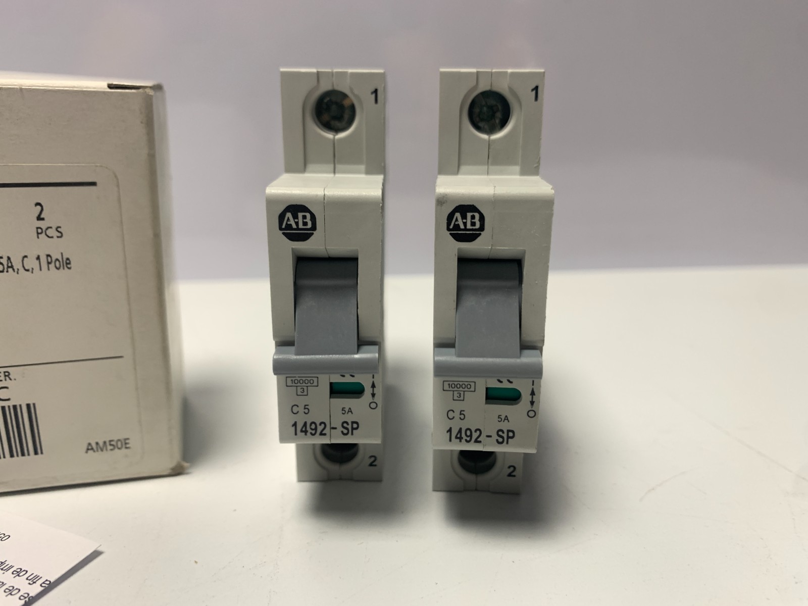 New 2pk Allen-Bradley 1492-SP1C050 Miniature Circuit Breaker 5A C Curve 1-Pole