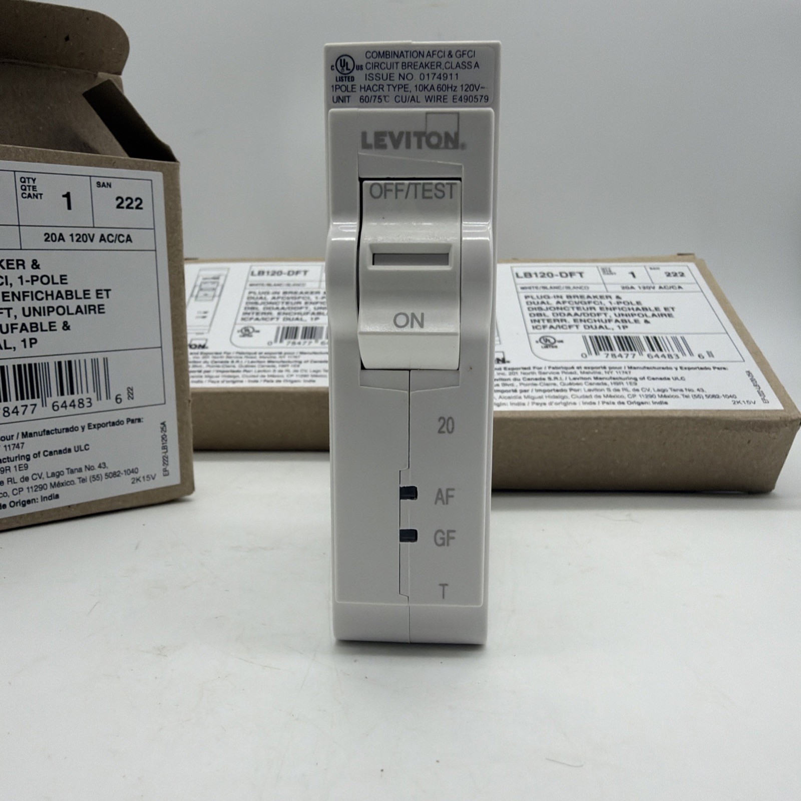 Leviton LB120-DFT 20A 1-Pole AFCI/GFCI Dual Function Circuit Breaker NEW 10X