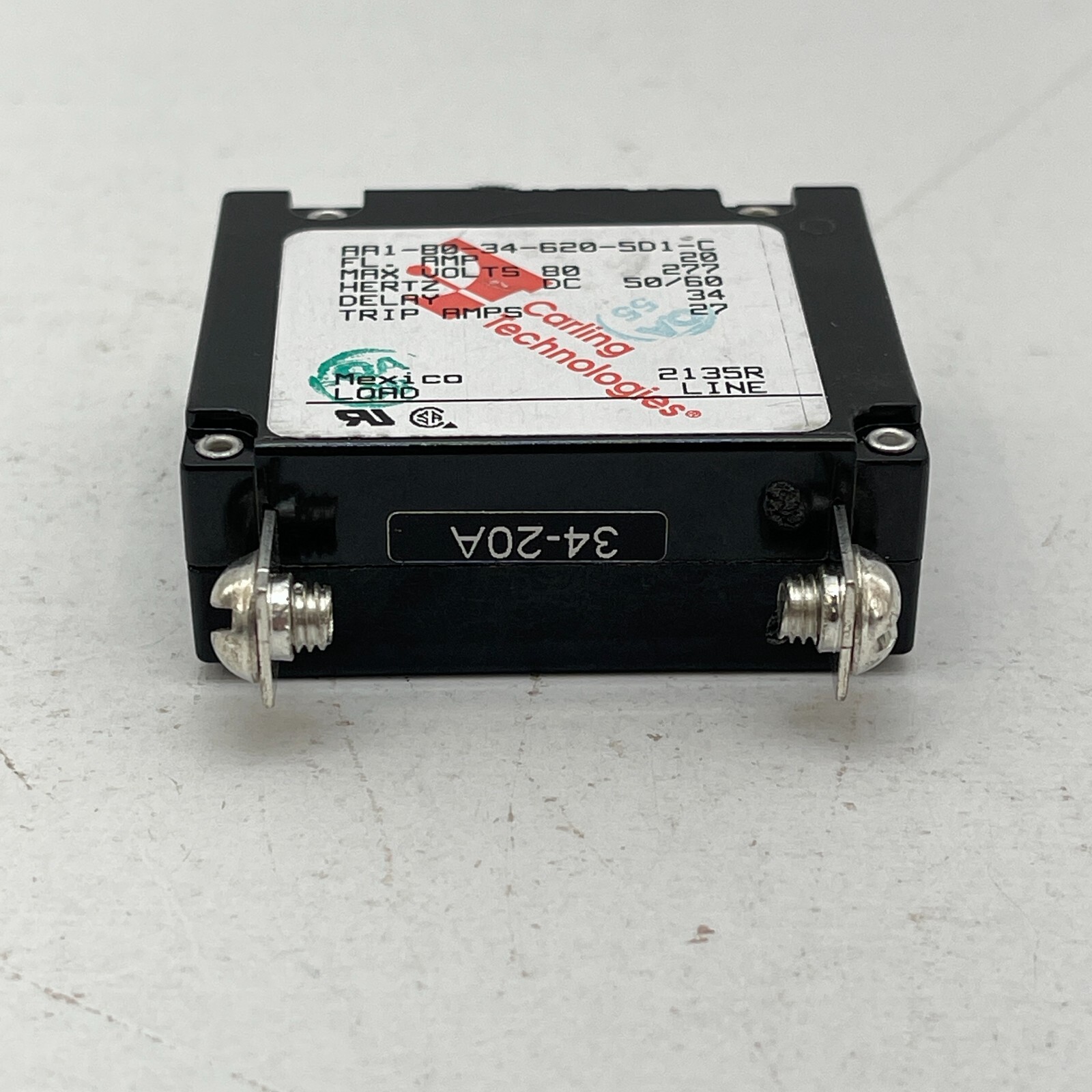 AA1-B0-34-620-5D1-C Carling Technologies Circuit Breaker 20Amp 277V Series – New