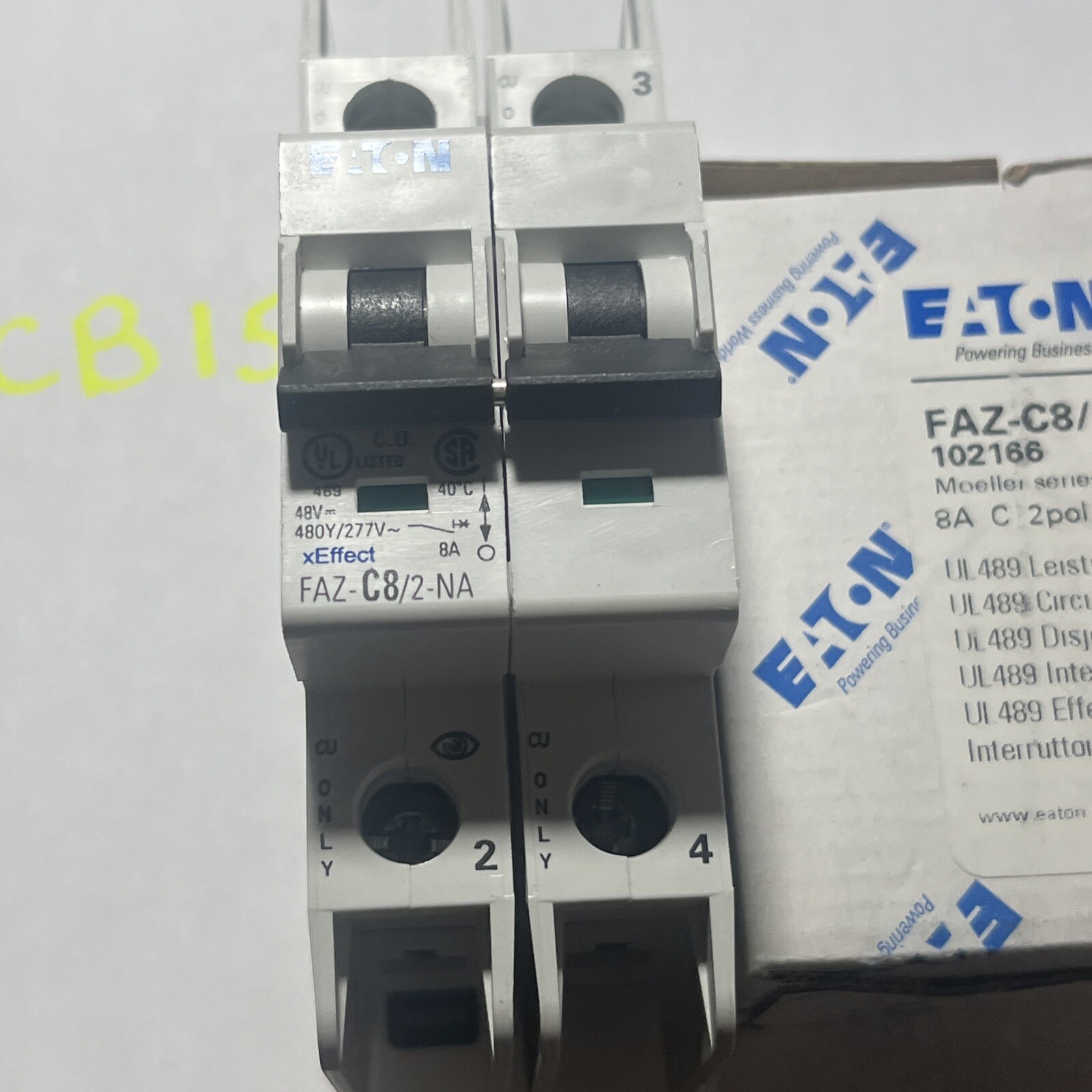Eaton FAZ-C8/2-NA 2 Pole 8A Trip C Miniature Circuit Breaker 102166, NEW