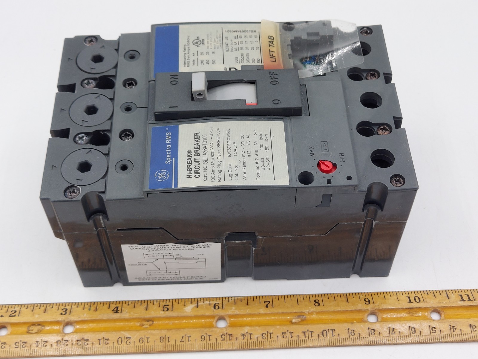 GE – SEHA36AT0100 – Spectra Rms Molded Case Circuit Breaker, 100A, 600V **NEW**