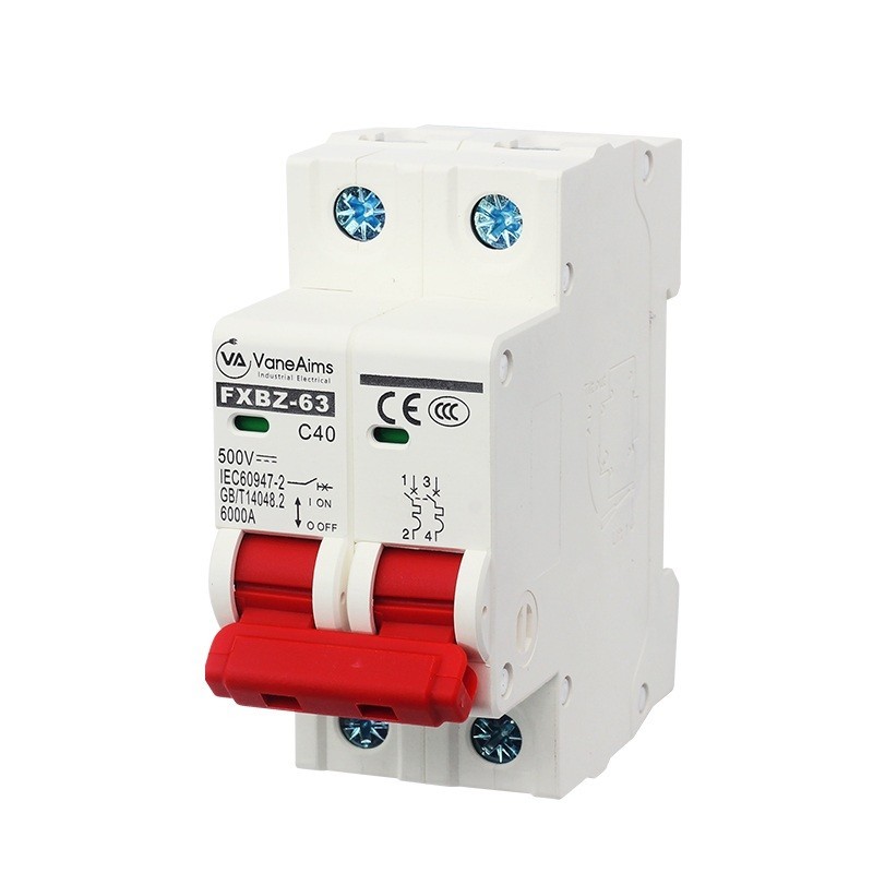 Circuit Breaker MCB DC 500V 2P Overload Protection Switch 6A-63A Panel Control
