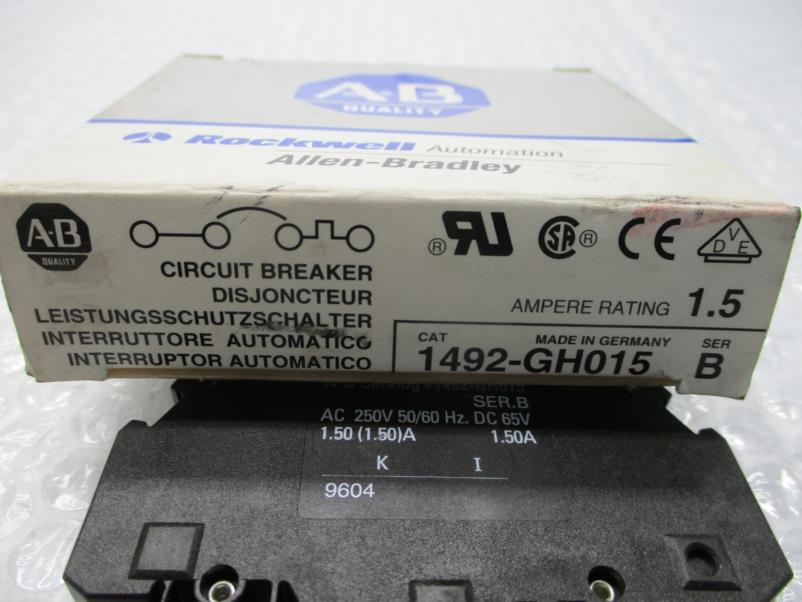 ALLEN BRADLEY 1492-GH015 SER.B BREAKER 1POLE 1.5AMP NSMP