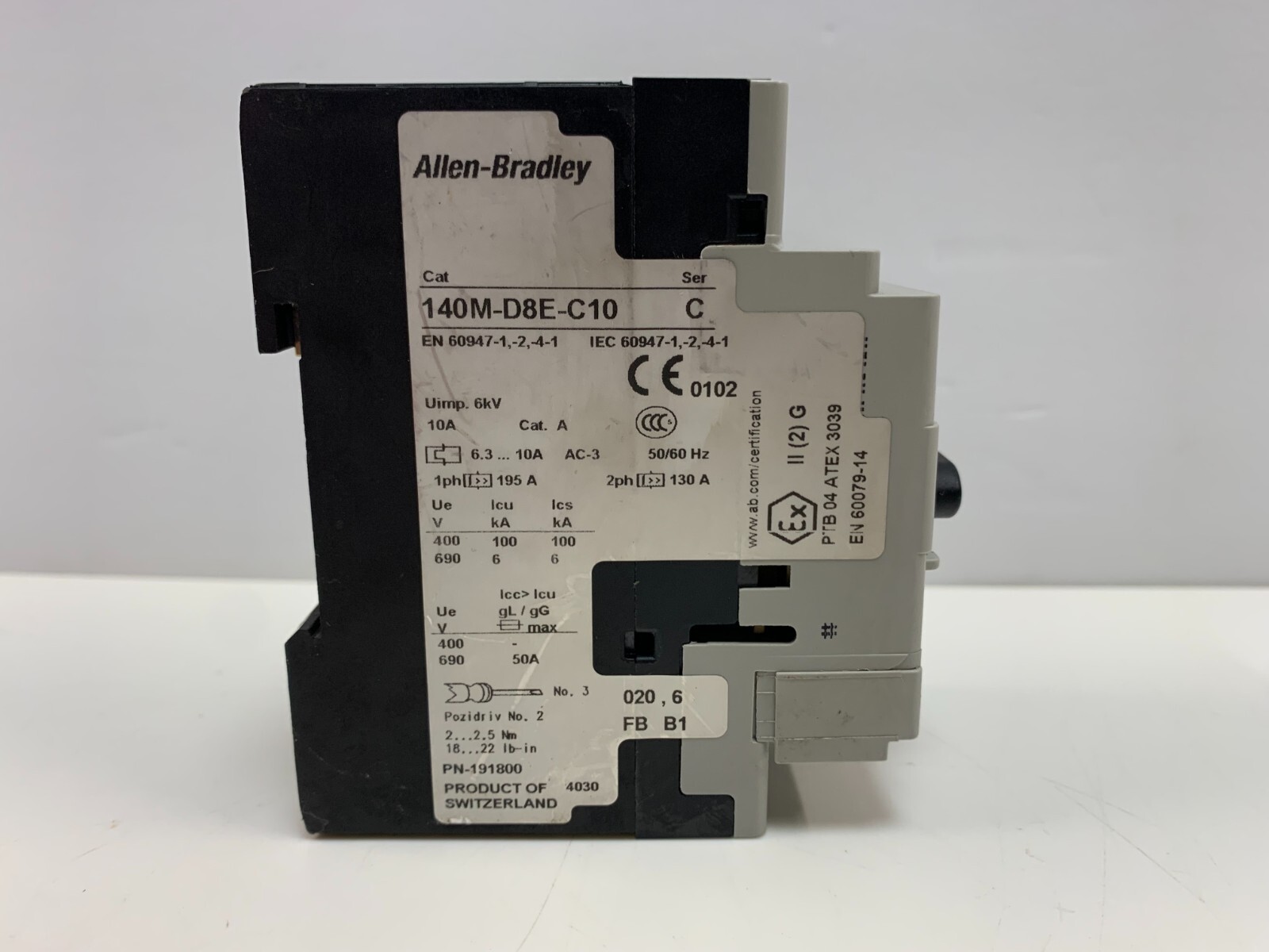 Allen-Bradley 140M-D8E-C10 Motor Protection Circuit Breaker, 6.3-10A