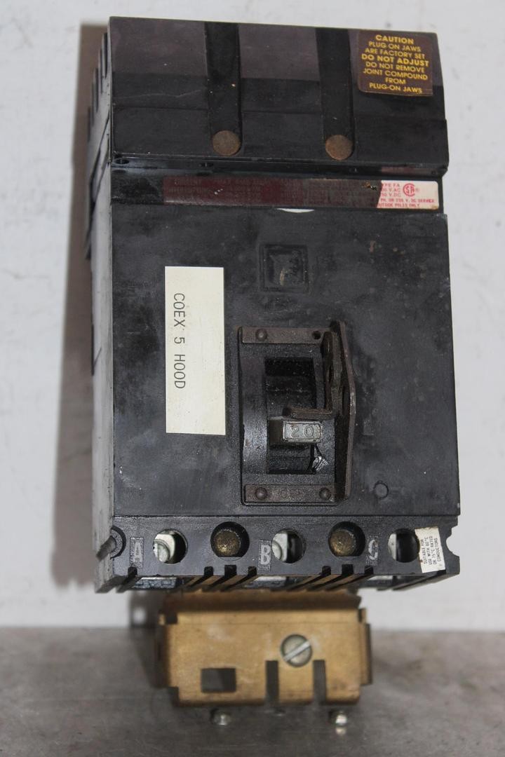 SQUARE D I-LINE CIRCUIT BREAKER FH36020 20 AMP 600 VAC 3-POLE