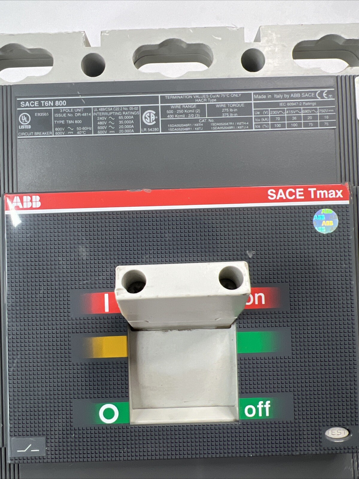 ABB S6N600BWAS 600 A CIRCUIT BREAKER 600V 3P LI SACE PR211 TRIP RECONDITIONED