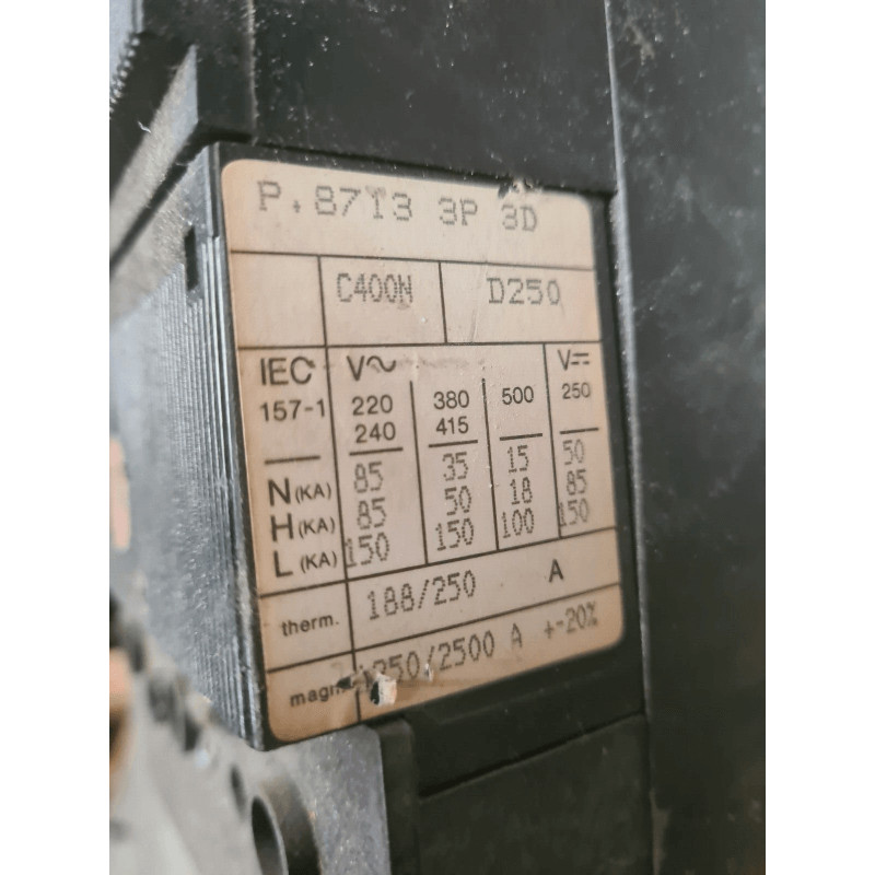 Merlin Gerin Compact Circuit Breaker C400H 660V 50Ka 380/415V 85Ka 250V