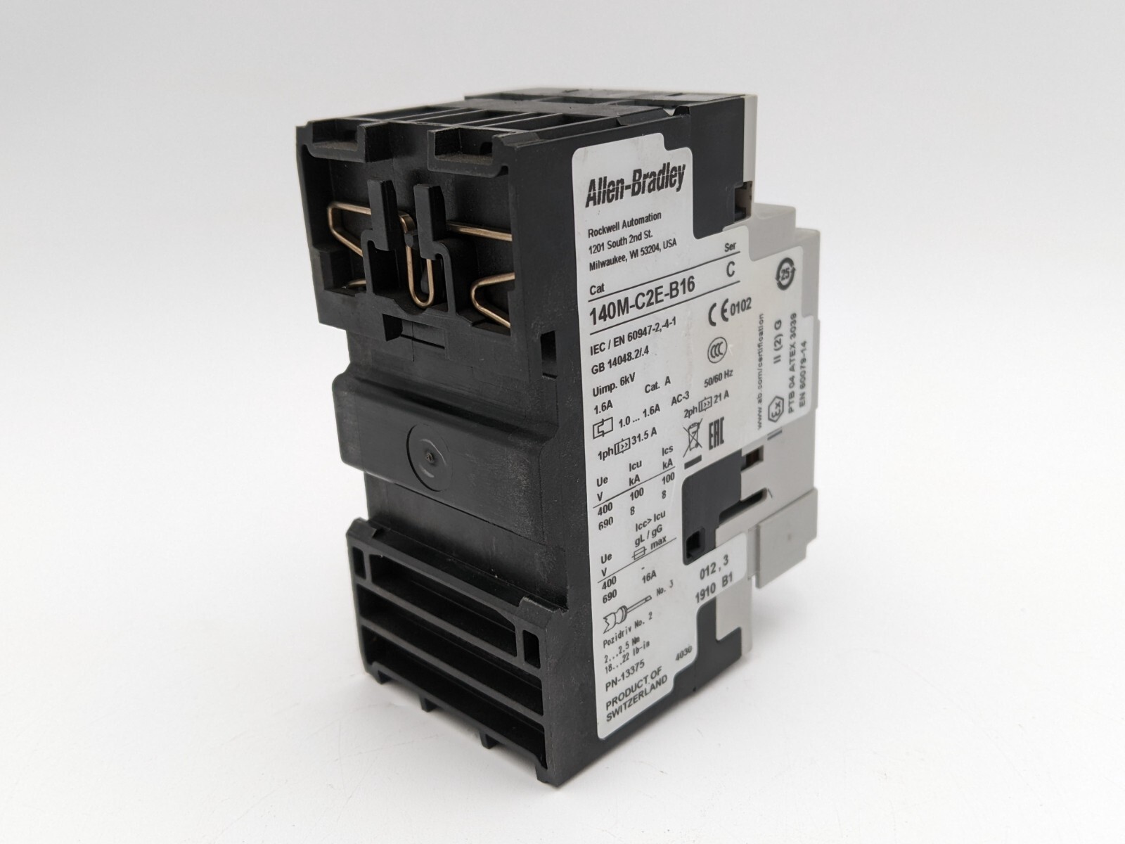 Allen Bradley 140M-C2E-B16 Circuit Breaker 1-1.6 Amp Adjustable 3 Pole 600 VAC