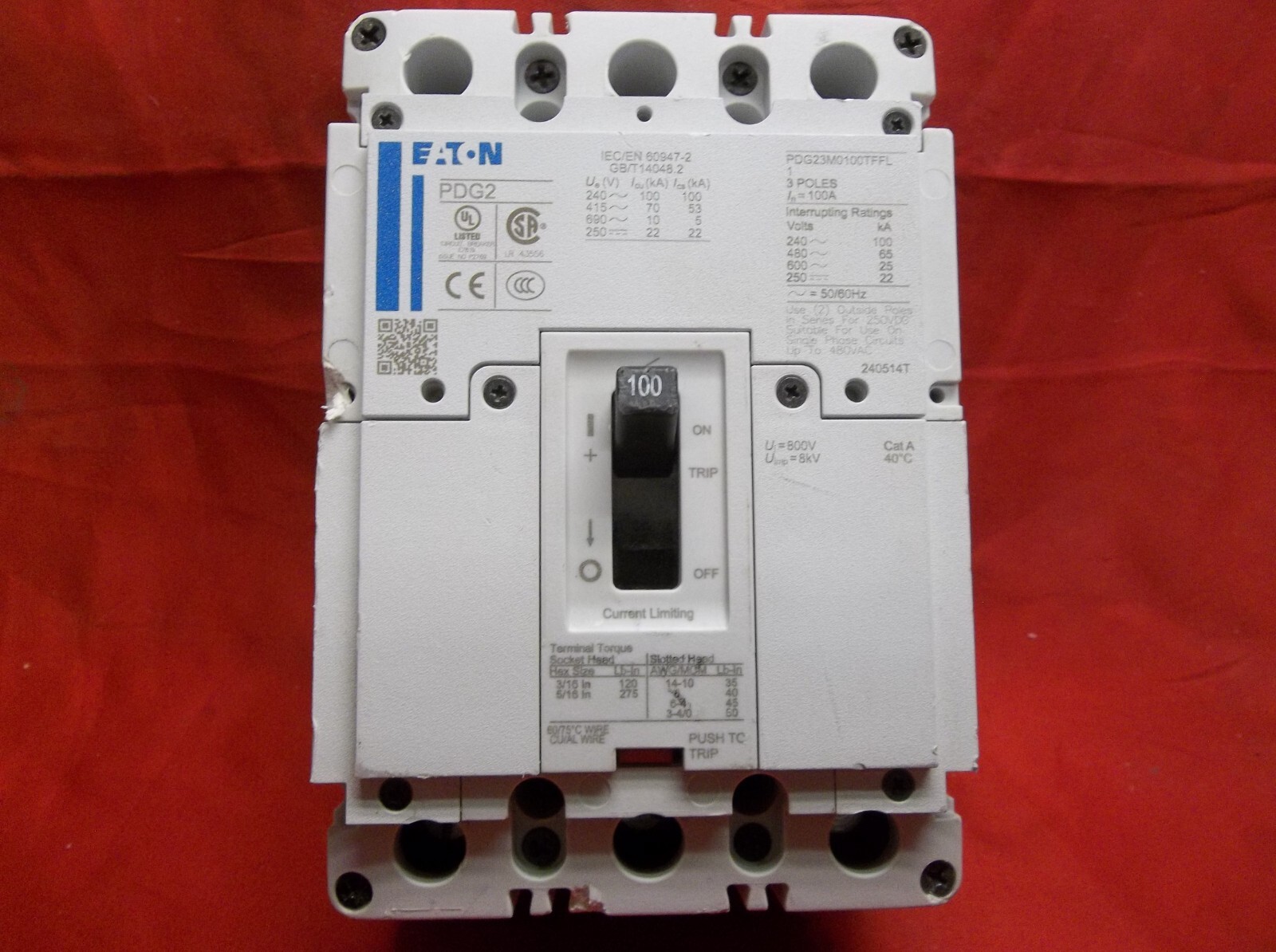 EATON PDG23M0100TFFL circuit breaker 3155A12