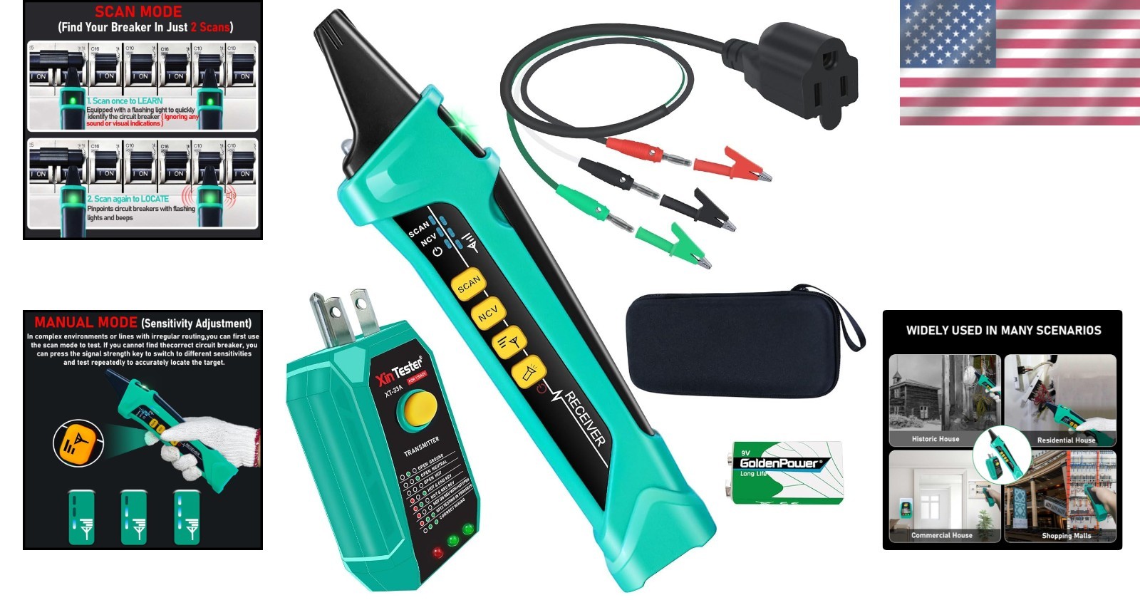 Professional Electrical Circuit Finder with GFCI Tester & Flashlight in 90-120V