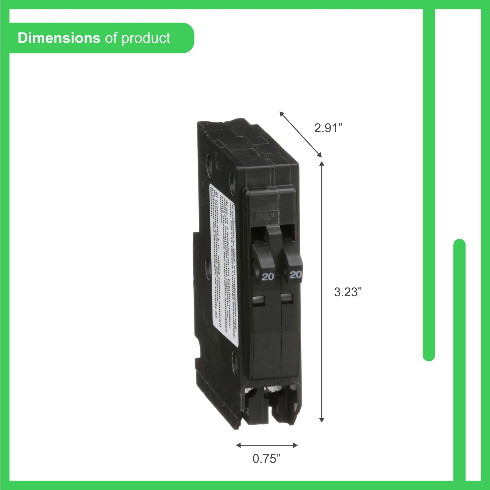 Square D Tandem mini Circuit Breaker, QO, 2 x 1 Pole at 20A, 120/240VAC, 10k…
