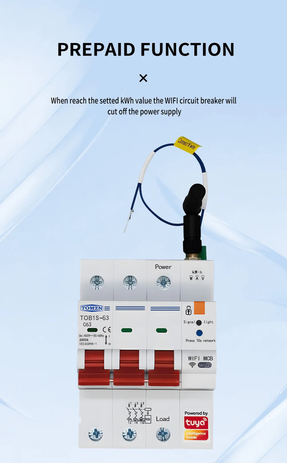 3 Phase 3P+N WiFi Smart Circuit Breaker TUYA Smart Life RS485 Modbus Din Rail