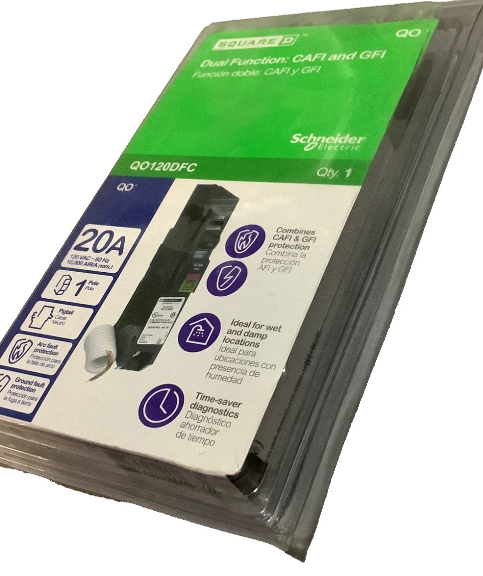 Square D QO 20 Amp Single-Pole Dual Function (CAFCI and GFCI) Circuit Breaker