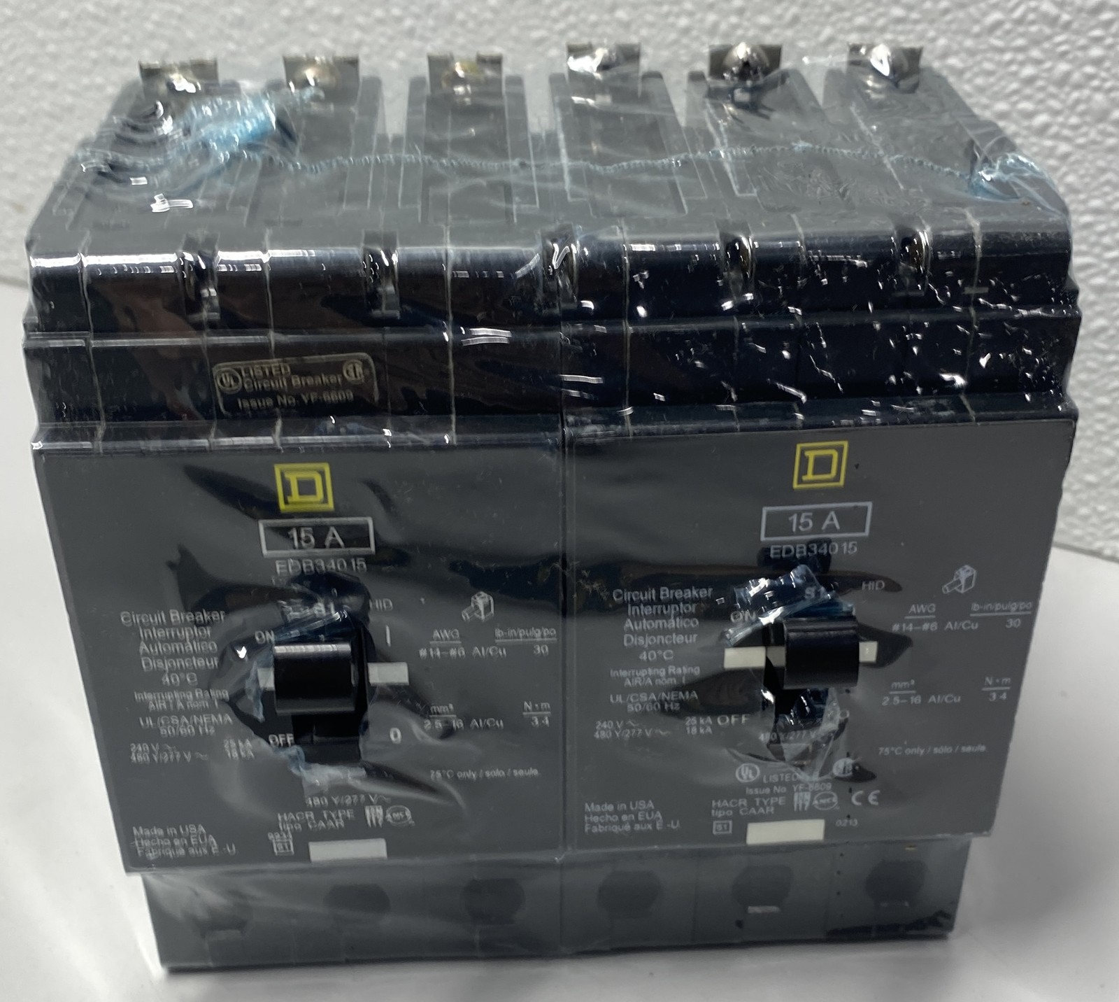 *LOT OF 2* Square D Schneider Electric Bolt-on EDB Circuit Breaker EDB34015
