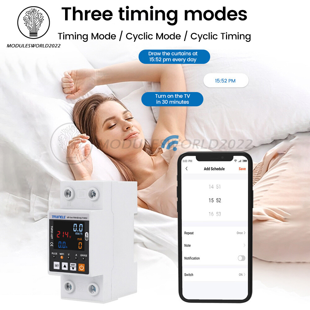 Tuya WIFI Smart Power Protector Overvoltage Leakage Protection Energy Meter