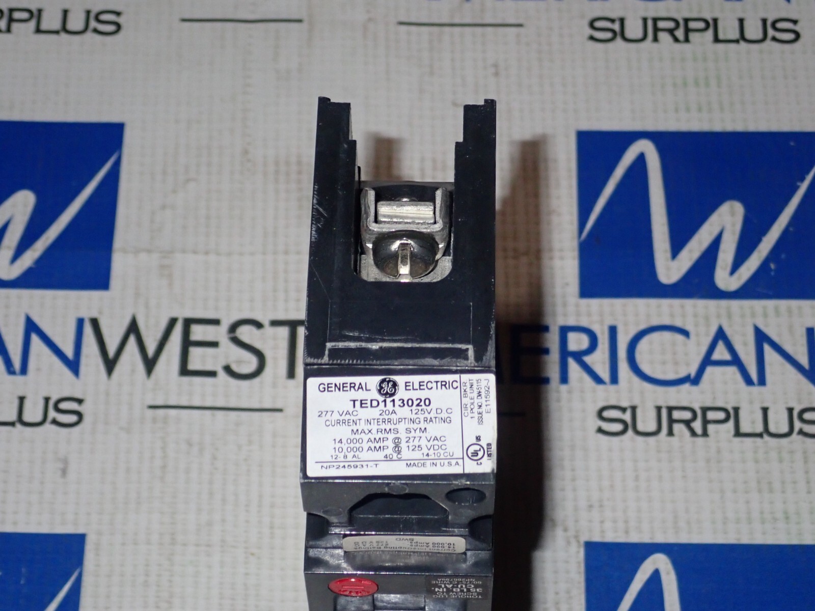 New GE TED113020 1 Pole 20 Amp 277V Circuit Breaker Quantity 2 in box