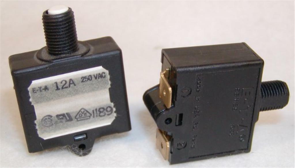 Lot of 4 – ETA 1658-G21-00-P13 Circuit Breaker Type 1658, 12Amp 250VAC 28VDC.