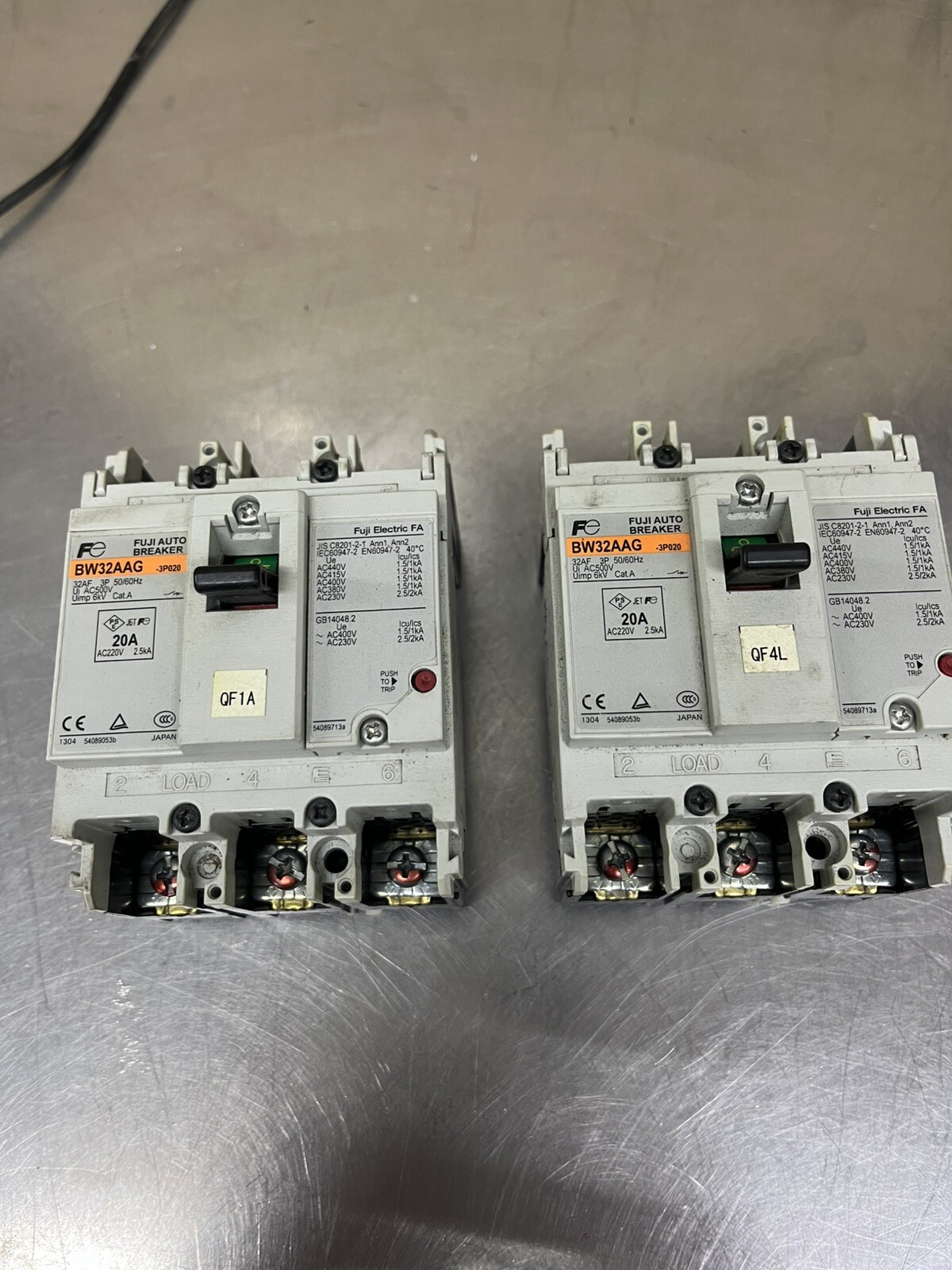 Lot Of 2 Fuji Electric BW32AAG Auto Breaker 3 Pole 20 Amp 3P020 Made In Japan