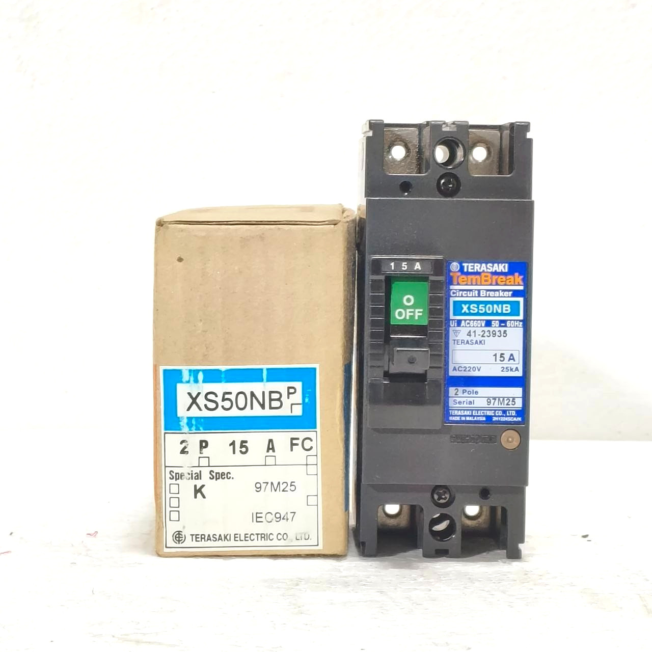 TERASAKI TEMBREAK XS50NB CIRCUIT BREAKER 3-POLE 15A 240VAC-660VAC