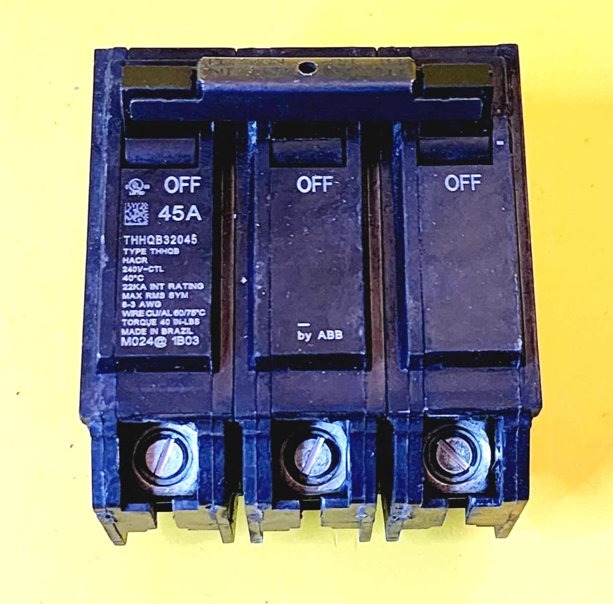 ⚡GENERAL ELECTRIC GE BY ABB THHQB32045 45AMP 3POLE 120/240 VAC CIRCUIT BREAKER⚡
