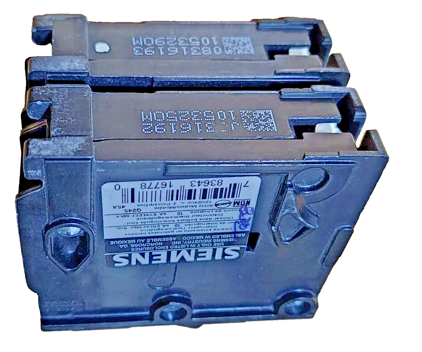 Siemens Q245, 45 Amp 2 Pole Standard Trip Circuit Breaker 120/240Vac