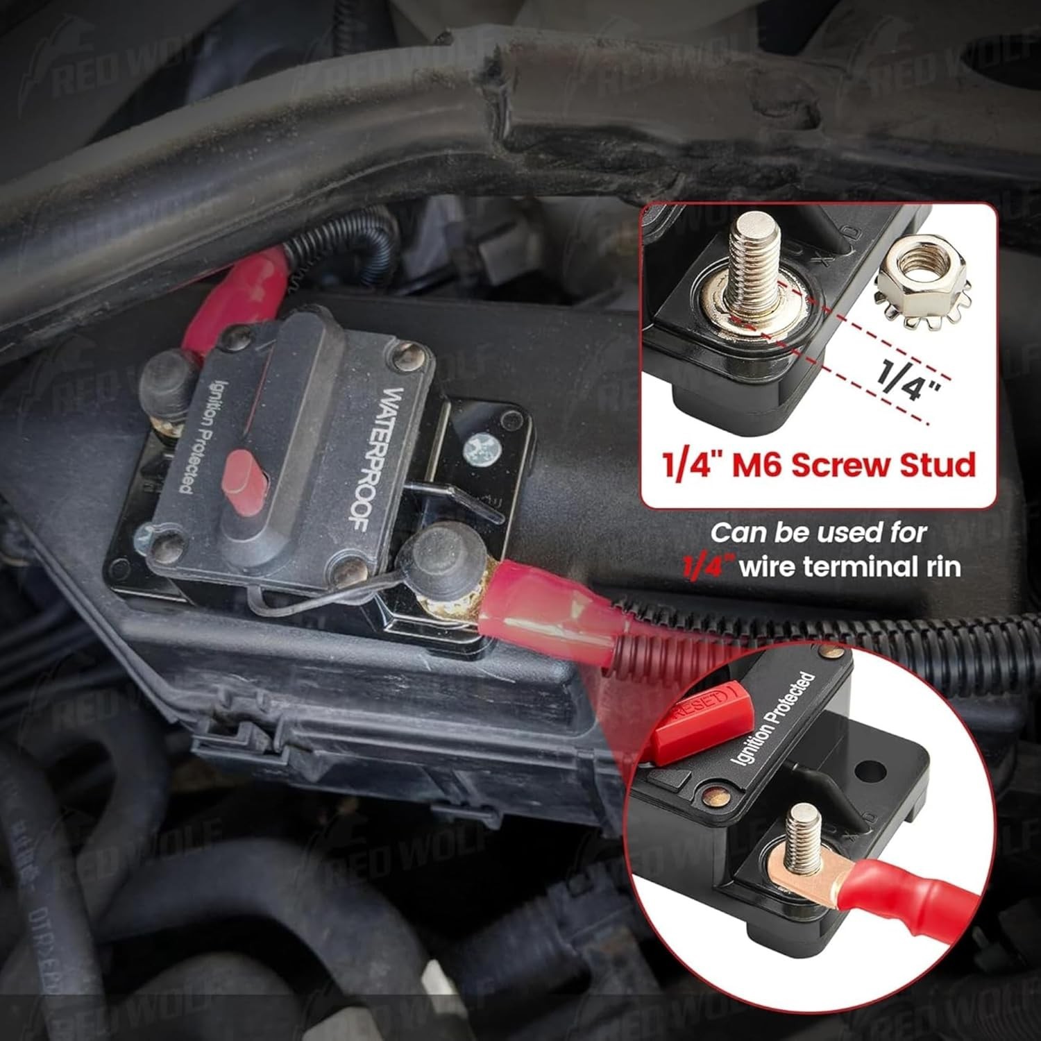 Circuit Breaker Holder W/Manual Reset Switch 12-48V DC for Boat Trolling Moto…