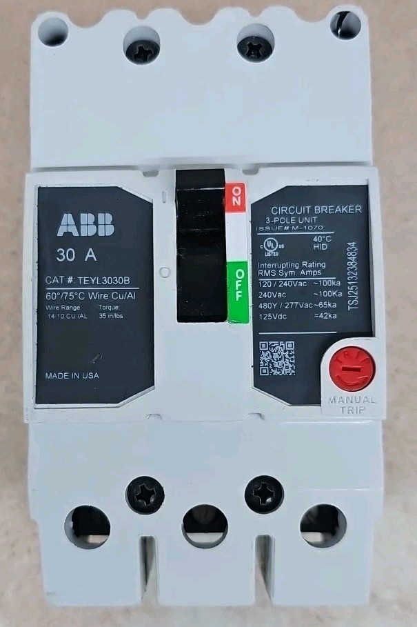 1) New Take Out GE TEYL3030B 3 Pole 30 Amp Circuit Breaker