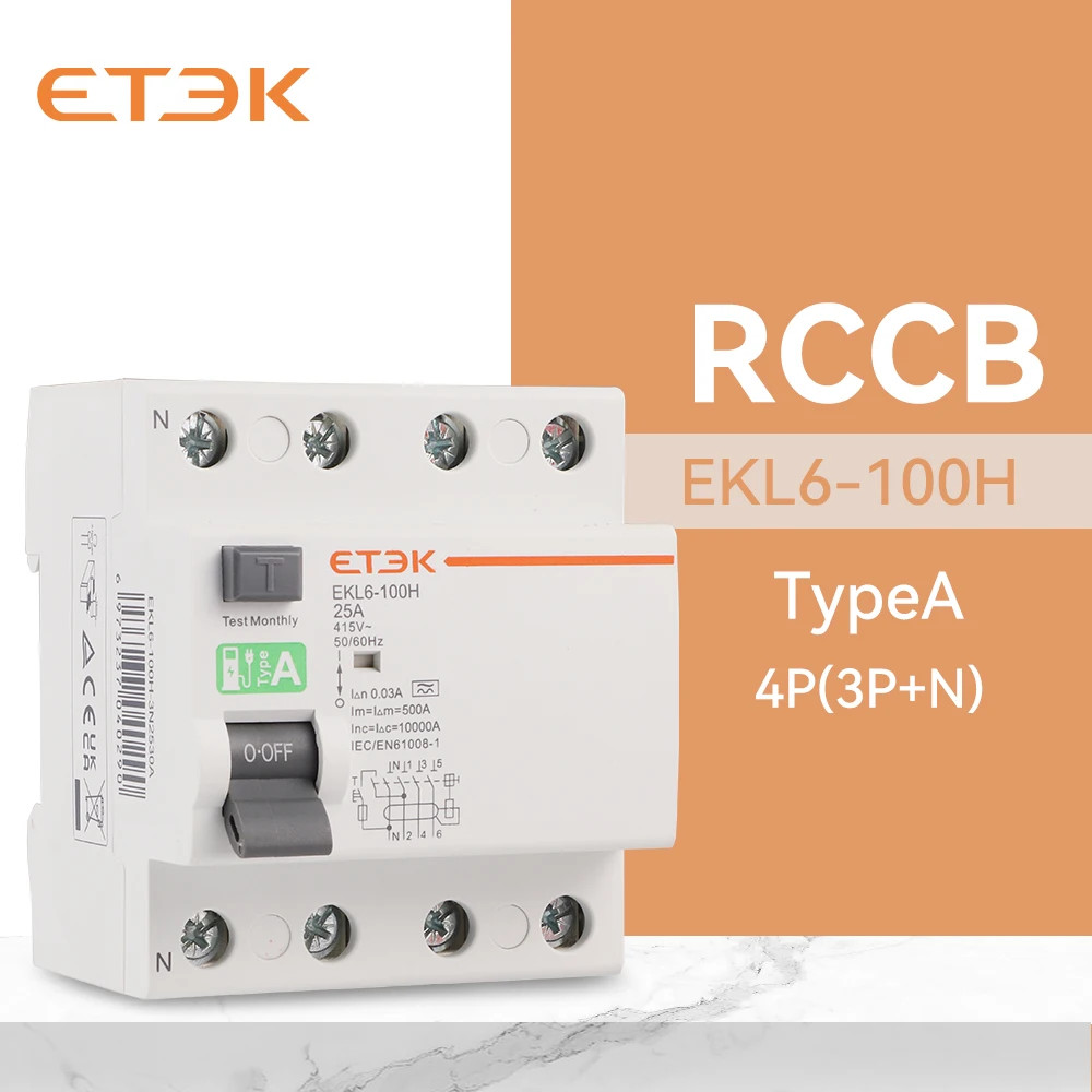 ETEK Type A RCD RCCB Electromechanic Residual Current Circuit Breaker 30ma 2 Pol