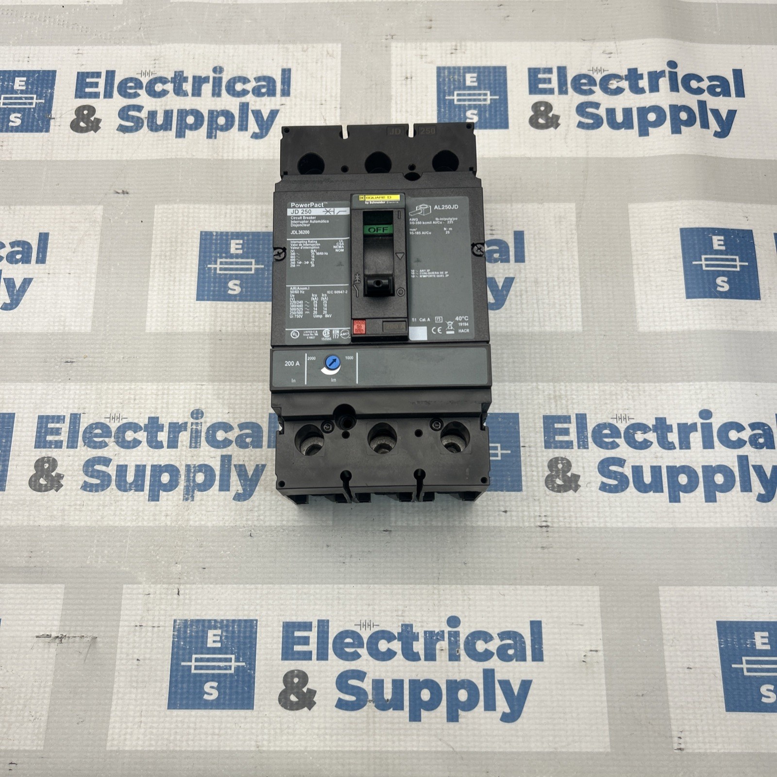 JDL36200 Square D Feed-Thru 600V 200A 3 pole circuit breaker Pullout