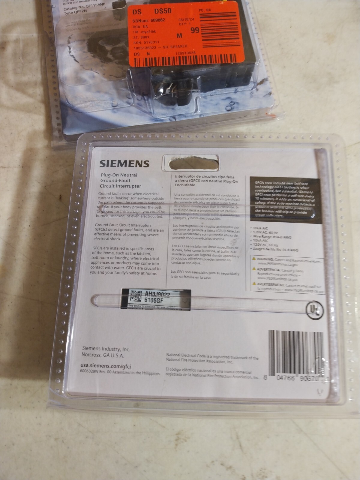 (Quantity 3) Siemens QF115ANP Single Pole GFCI Breaker – 15A, UL Listed