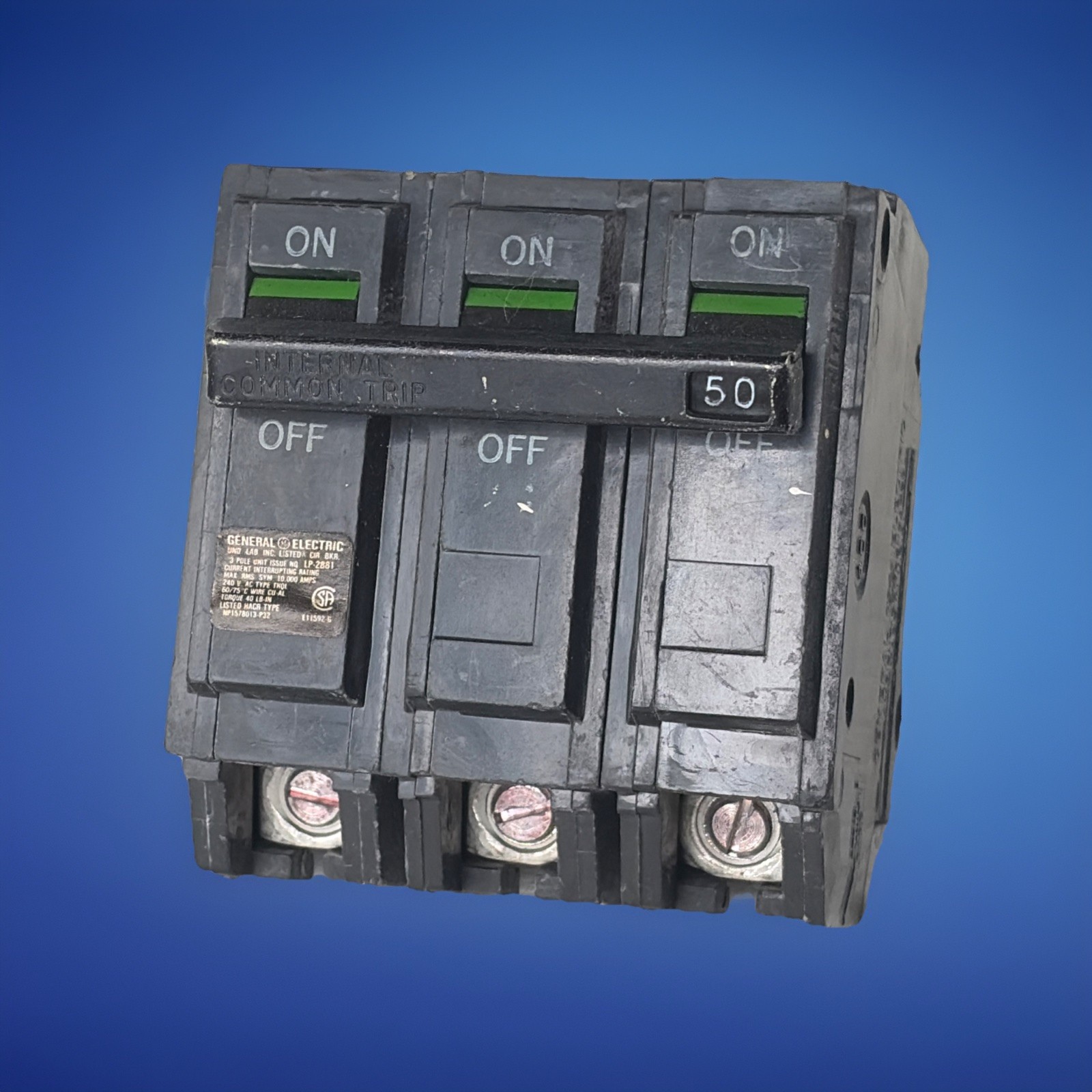 General Electric THQL32050 3Ph 3P Plug In Circuit Breaker 50A 240VAC