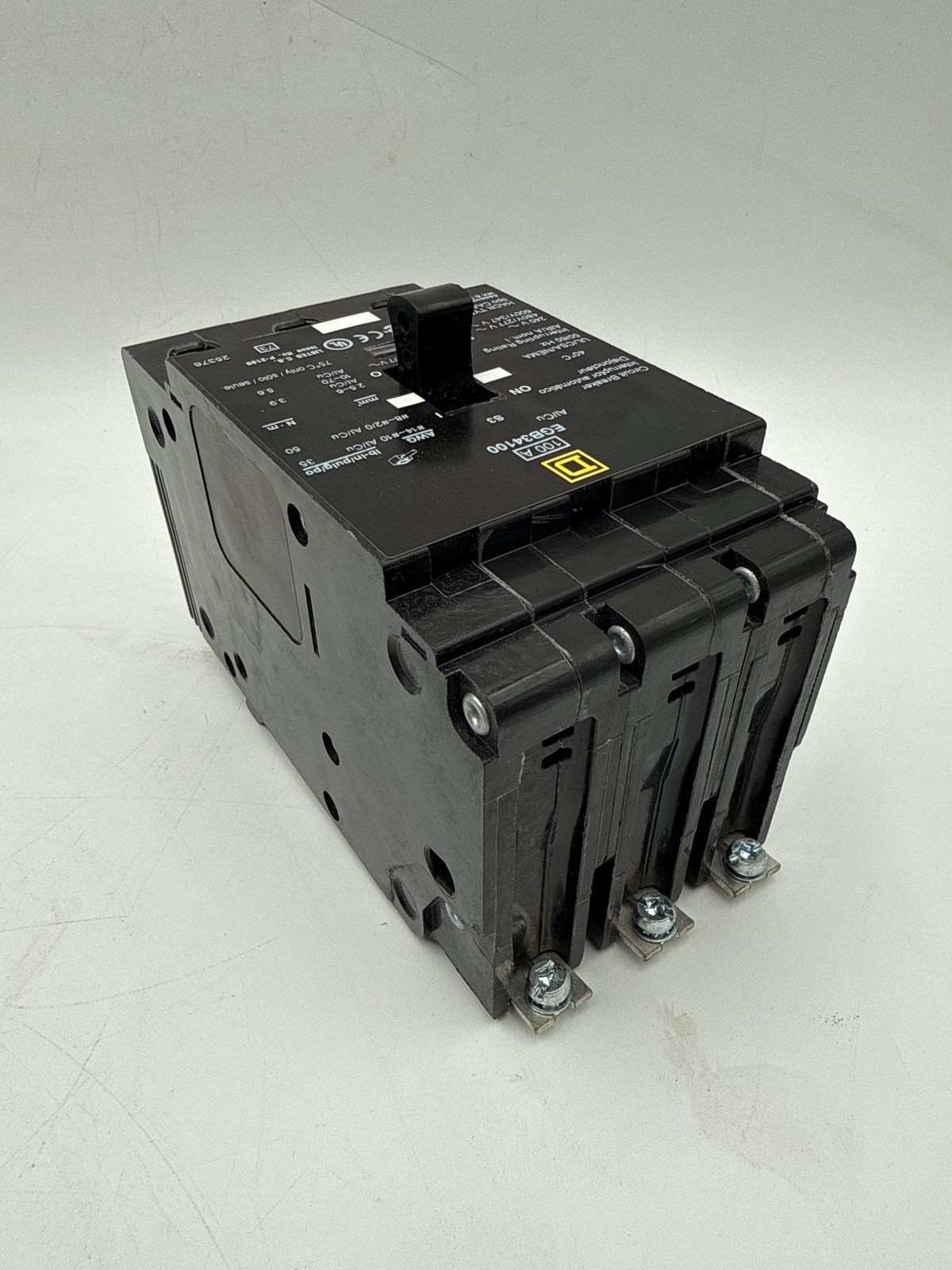Square D EGB34100 Bolt on Circuit Breaker 100A 480V 3P EGB 100 Amp 3 Pole New